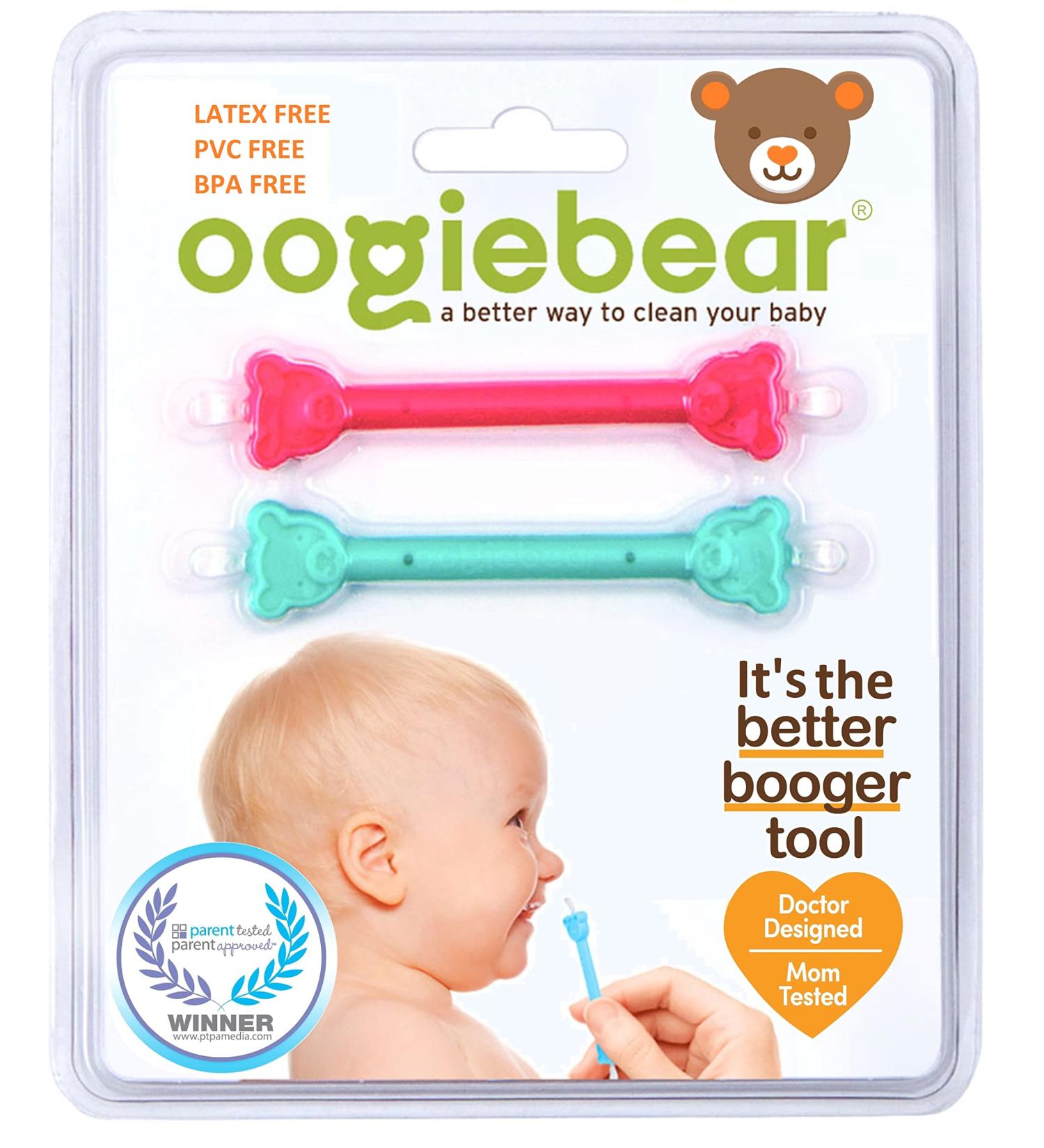 oogiebear Two Pack: Baby Nasal & Ear Cleaner Set - Safe Snot & Earwax Removal in Raspberry & Seafoam - Buy Online on SooperMarket.com