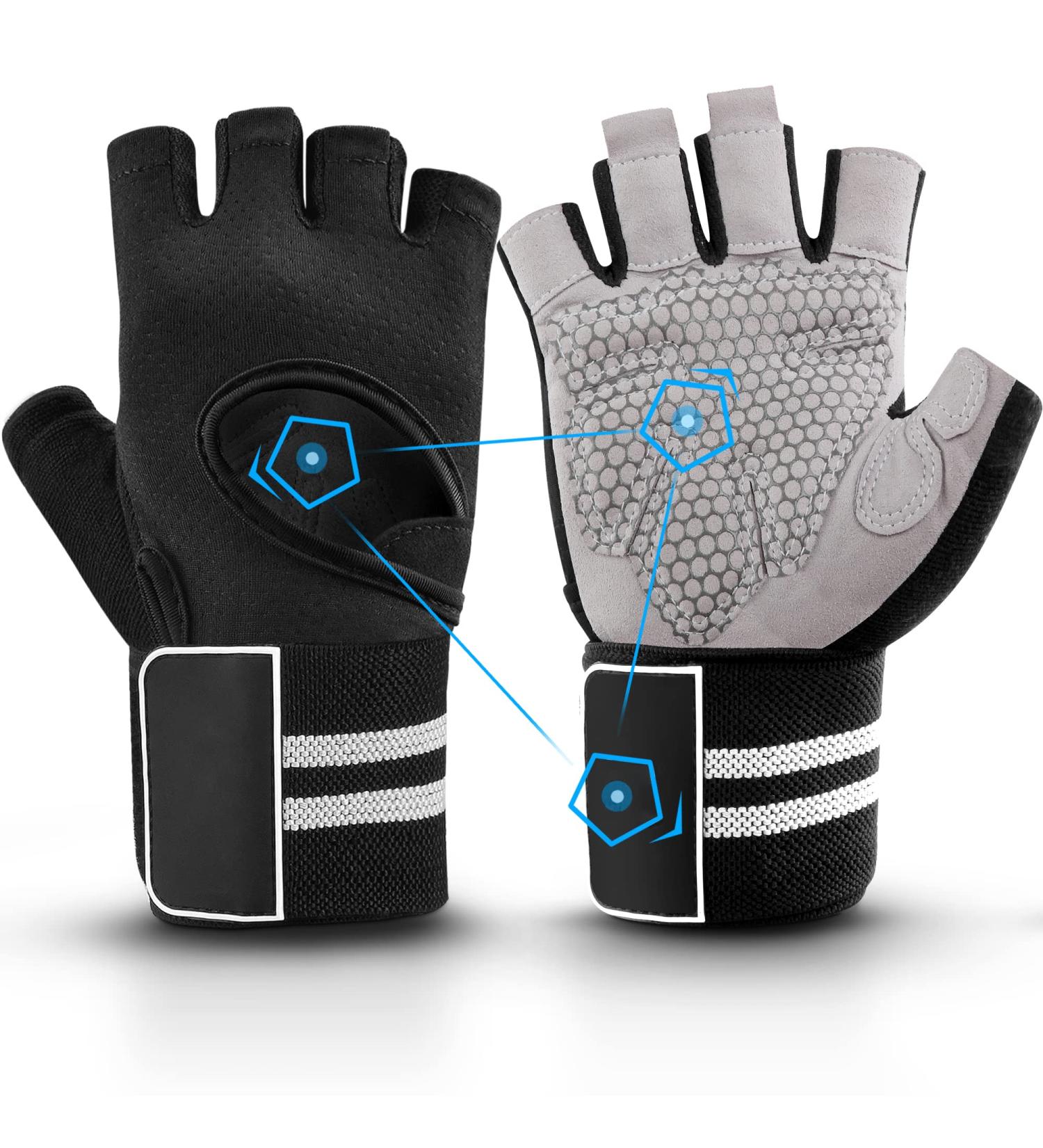 Astaresk 'Rock-Climber' Workout Gloves with Wrist Wrap Support - Full Palm Protection for Men and Women - Ideal for Weightlifting, Training, Fitness, Exercise, Hanging, Pull-ups - Large Size - Buy Online on SooperMarket.com