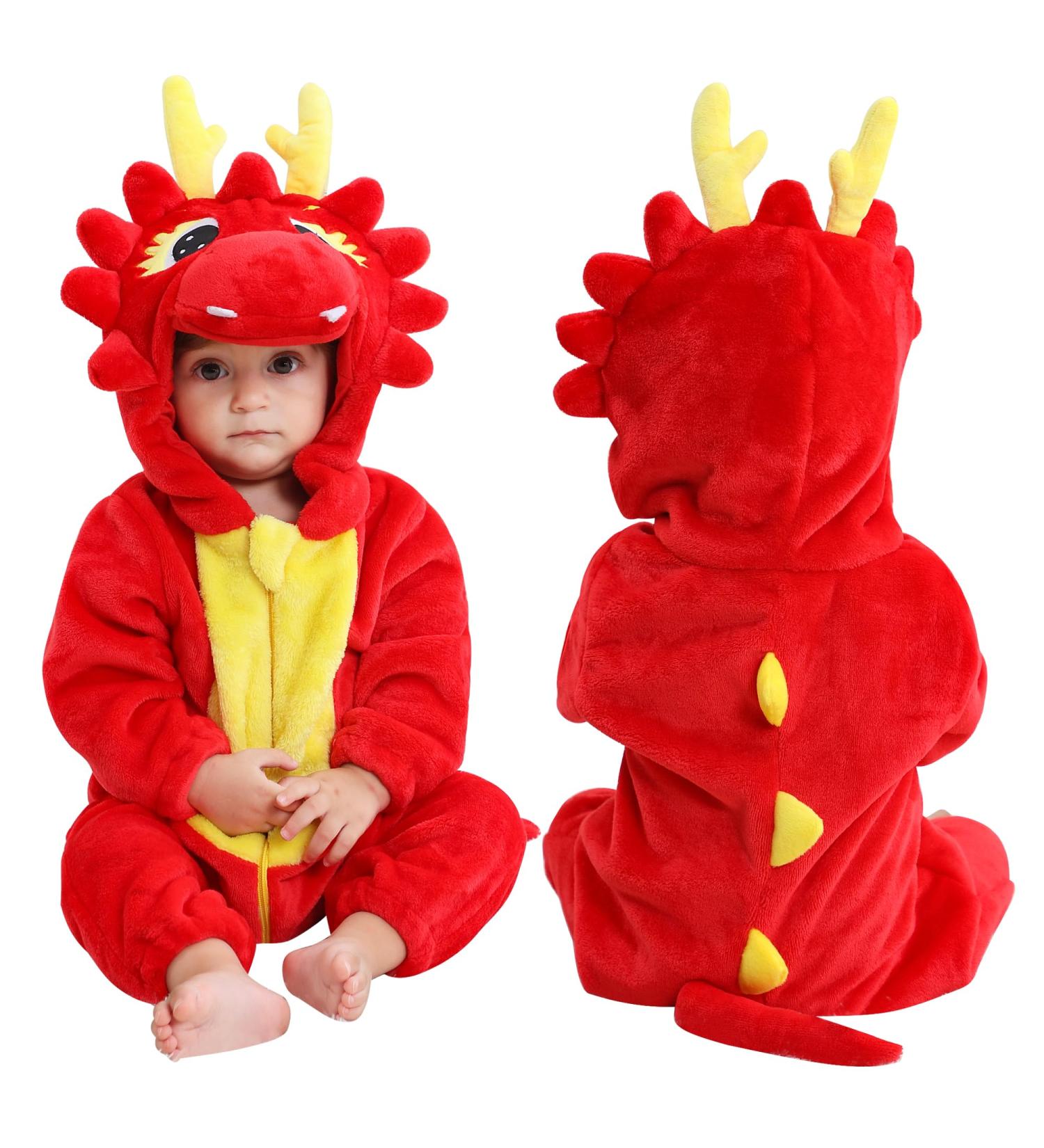 COOKY.D Unisex Winter Hooded Romper Jumpsuit | Dragon Design | 12-18 Months - Buy Online on SooperMarket.com