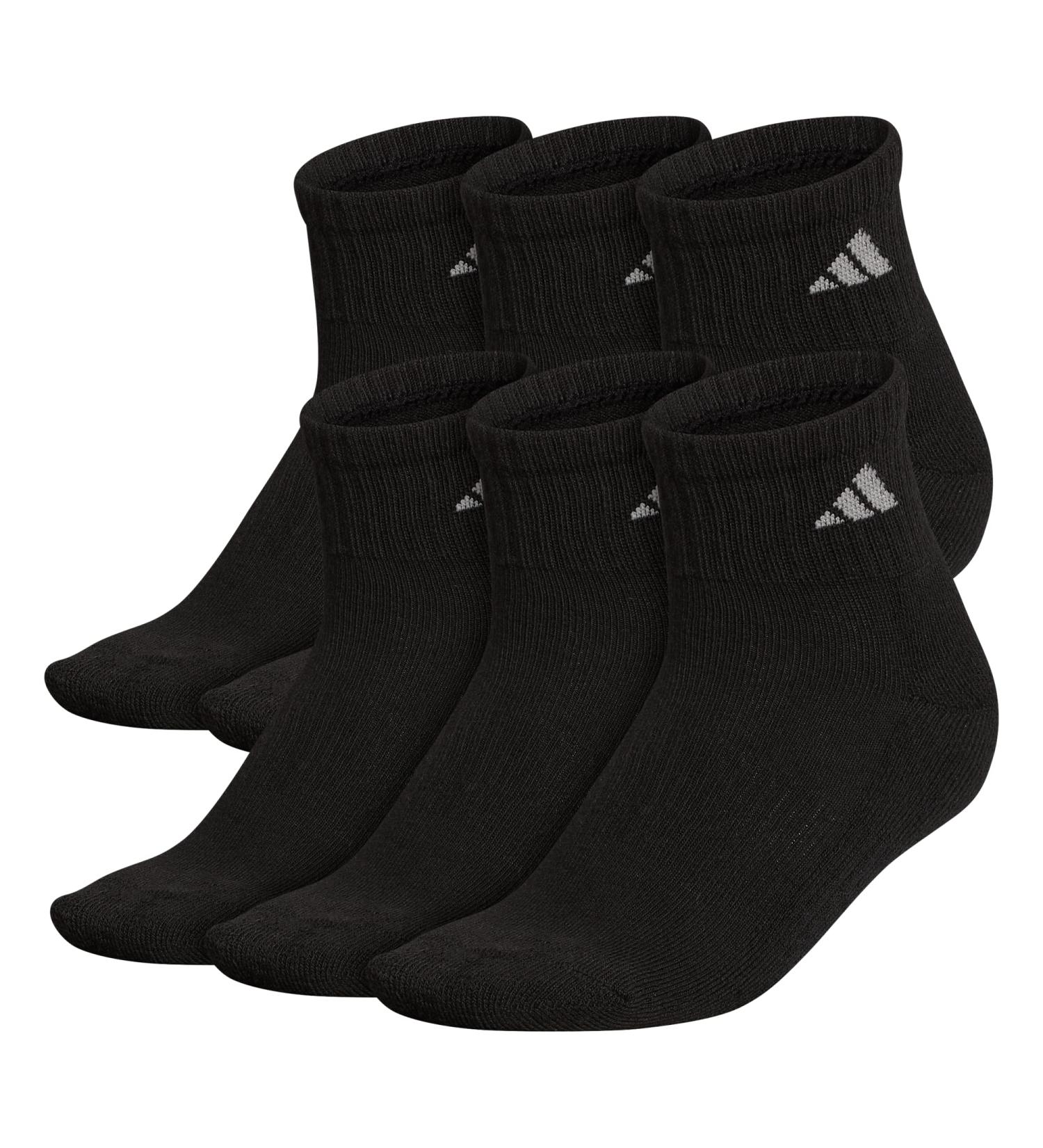 adidas Women's Athletic Cushioned Quarter Socks (6-Pair) - Black/Aluminum - Medium Size - Buy Online on SooperMarket.com