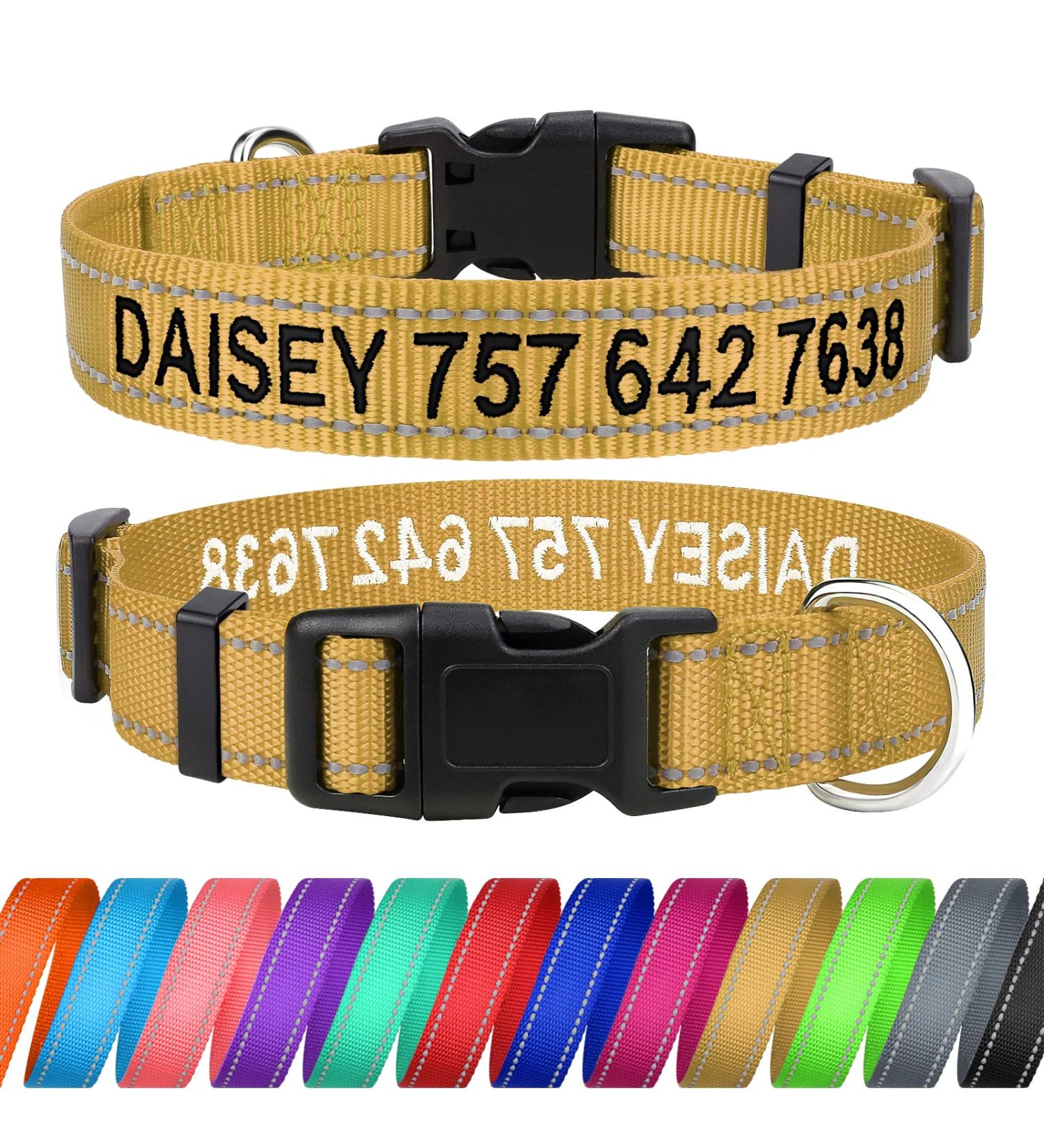 Tagme Personalized Reflective Dog Collar for Medium Dogs - Embroidered with PET Name & Phone Number - Khaki M M (1 Pack) - Buy Online on SooperMarket.com