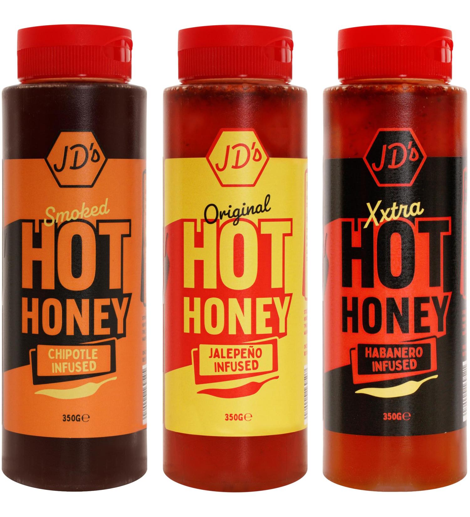 JD's Hot Honey 3 Set Jalapeno Habanero Chipotle 350g x 3 Sauces