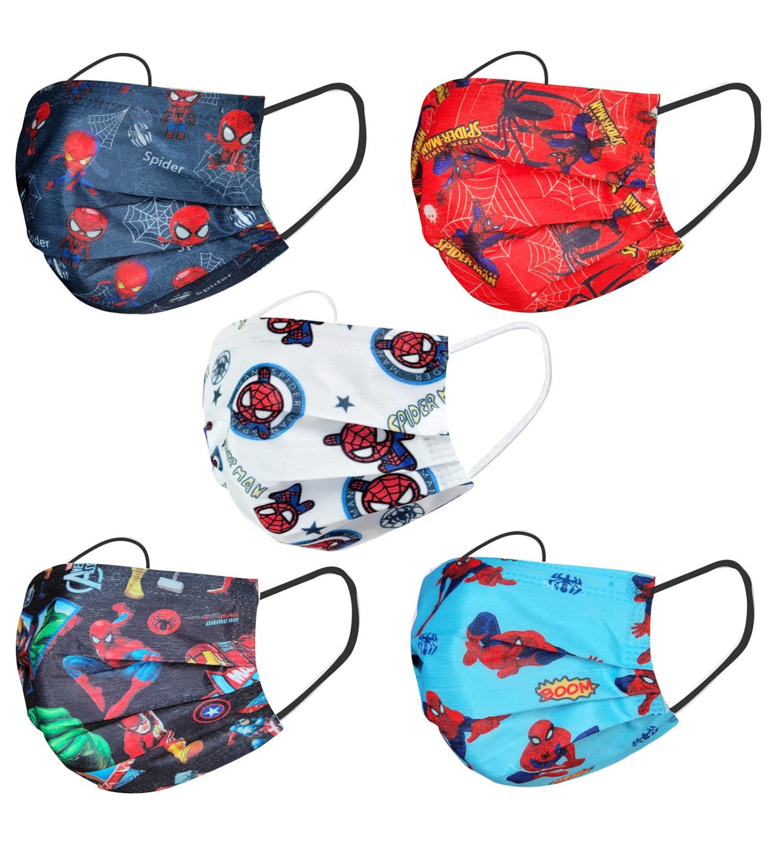 50PCS Kids Face Masks | Earloop Protective Breathable Children's Face Mask | Fun Zzx Spider Design - Buy Online on SooperMarket.com