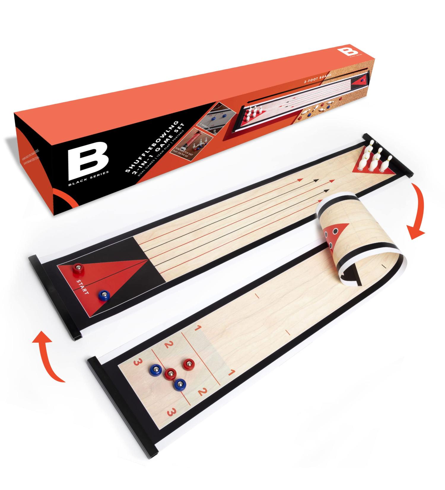 BLACK SERIES Tabletop Shuffleboard and Bowling 2 in 1 Set - Roll-Up Game Board - Buy Online on SooperMarket.com