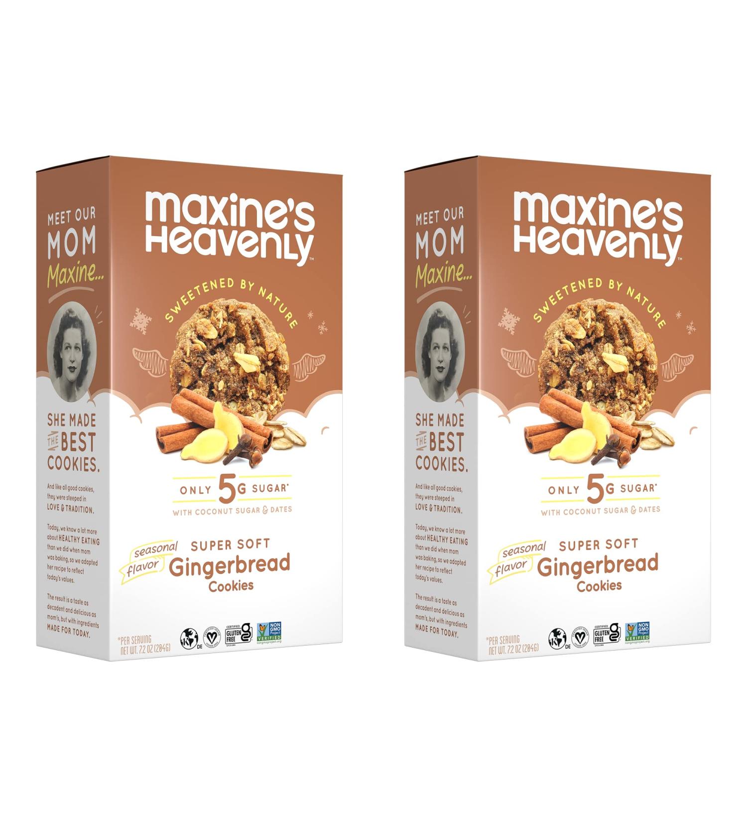 Maxine's Heavenly Gingerbread Cookies - Vegan & Gluten Free | Sweetened with Coconut Sugar & Dates | Low Sugar & Dairy Free | 7.2 oz (2 pack) - Buy Online on SooperMarket.com