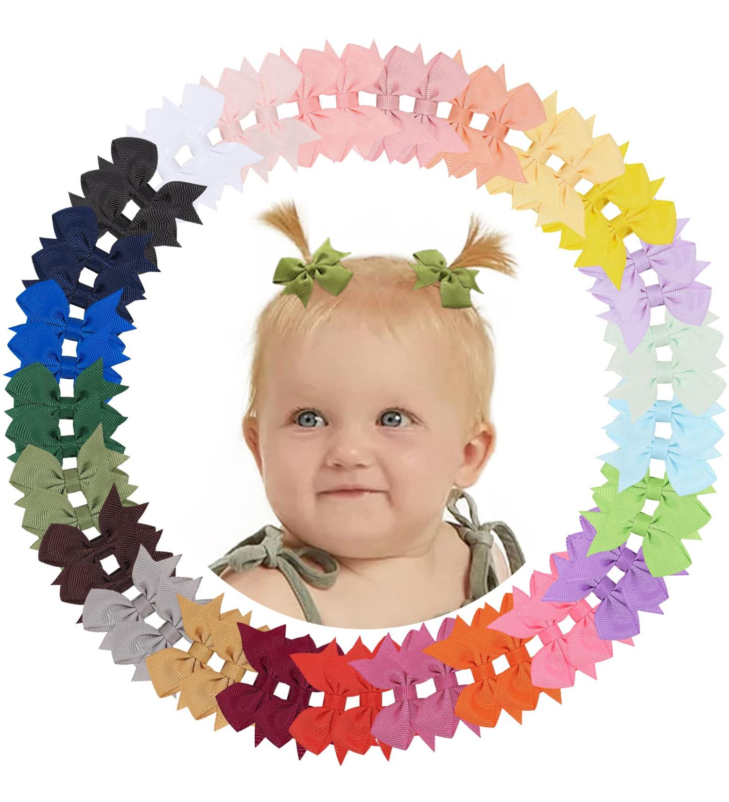 50pcs Grosgrain Hair Clips for Baby Girls - Solid Color Ribbon Mini Loops for Toddlers & Children - Perfect for Newborns & Teens - A50 Set - Buy Online on SooperMarket.com