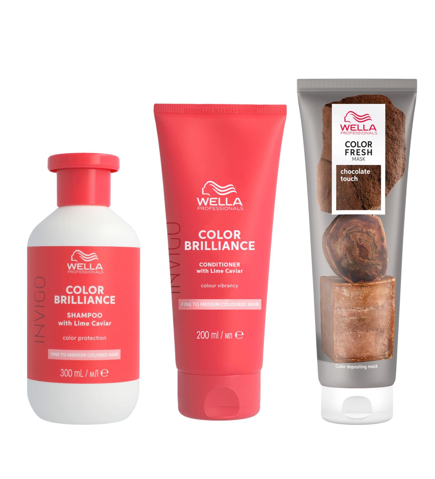Wella Professionals Color Fresh Mask Temporary Hair Colour Refresh Treatment Invigo Color Brilliance Colour Protection Duo Hair Dye 150ml & Shampoo 300ml & Conditioner 200ml Chocolate Touch - Buy Online on SooperMarket.com