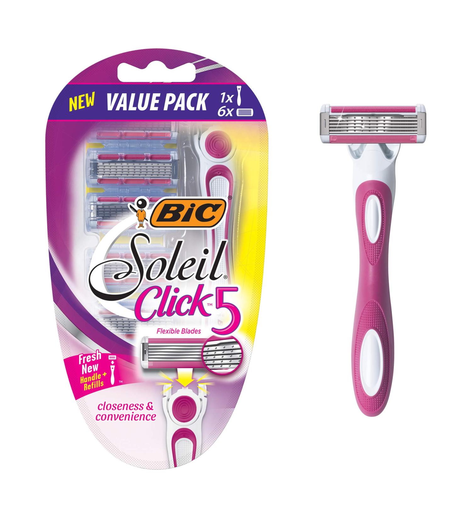 BIC Soleil Click 5 Women's Disposable Razor - Pack of 6 for Smooth & Close Shave - Buy Online on SooperMarket.com