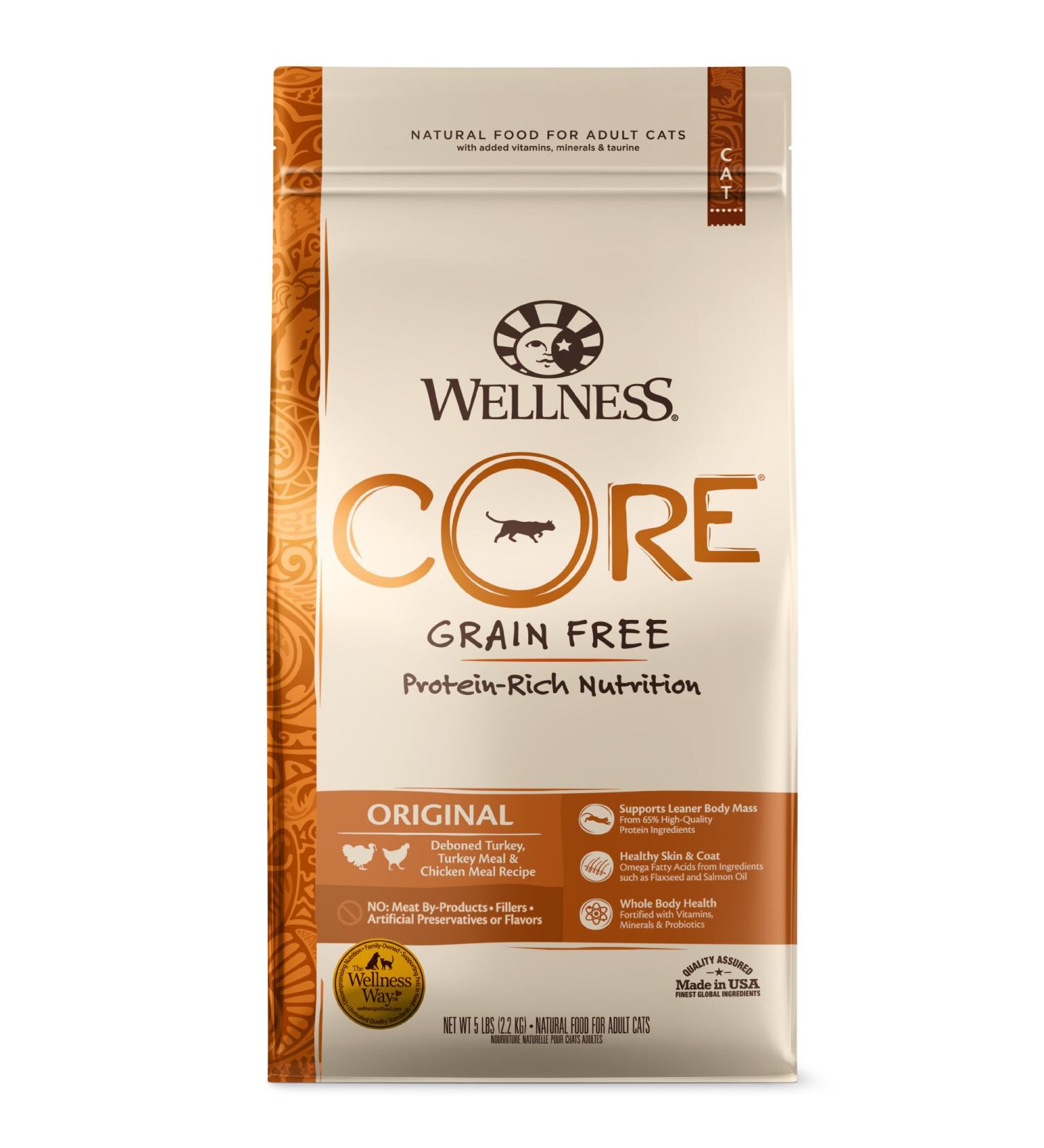 Wellness CORE Grain-Free Dry Cat Food - Turkey & Chicken Recipe, High Protein, Natural, 5lb - Buy Online on SooperMarket.com