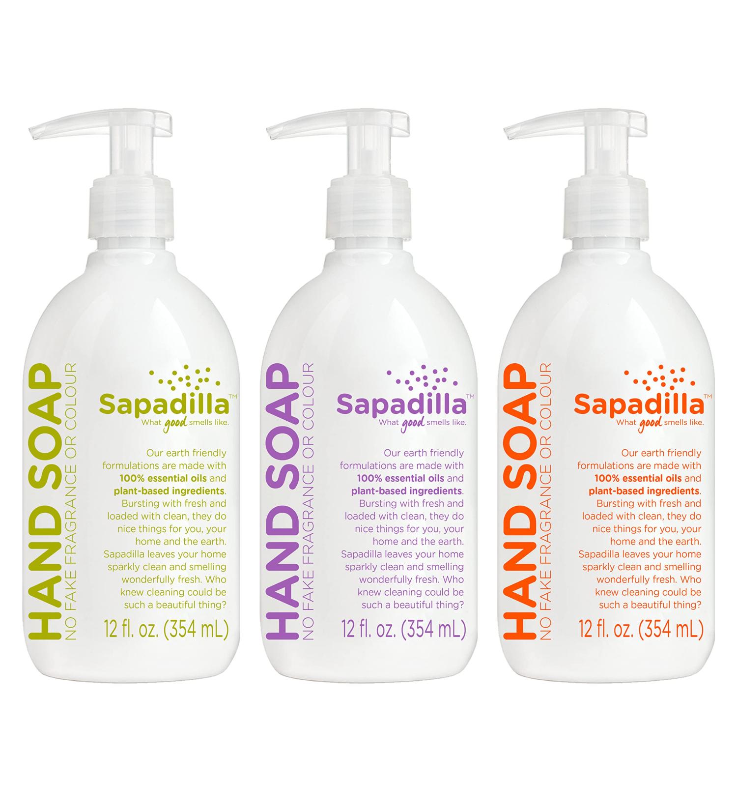 Sapadilla Liquid Hand Soap Variety Pack - 100% Pure Essential Oil Blends - Plant Based and Biodegradable - 12oz (Pack of 3) - Buy Online on SooperMarket.com