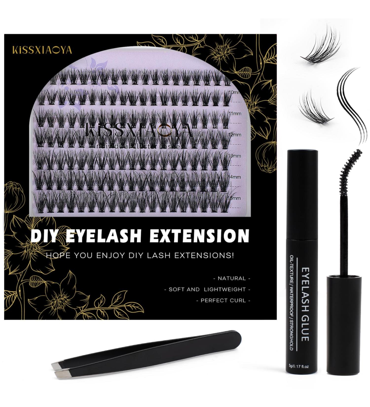133 Pcs Individual Lashes Extension Kit with Lash Glue and Applicator - Mix False Eyelashes for DIY Soft Natural Look - Portable Cluster Lashes Extensions Kit - F-07 Light Suit - 1 Pack - Buy Online on SooperMarket.com