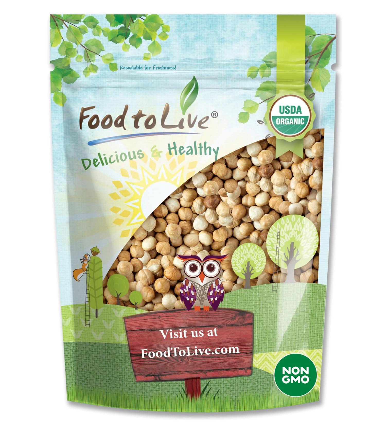 Organic Blanched Roasted Hazelnuts - Non-GMO Unsalted Vegan | 2 lbs Keto Snack for Baking & Salads - Food to Live - Buy Online on SooperMarket.com