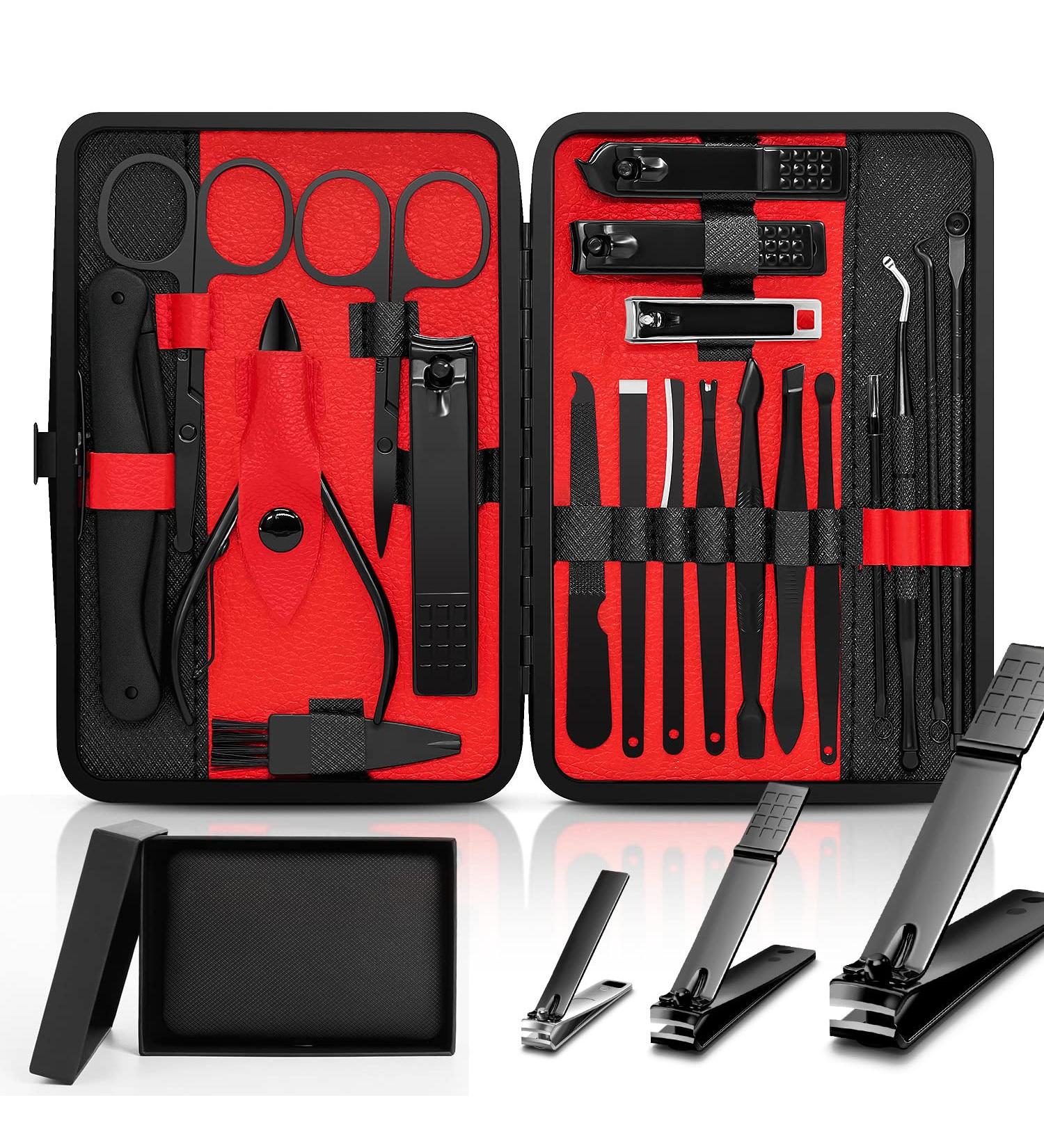 Premium Onism 20 Pcs Stainless Steel Manicure & Pedicure Kit with Luxury Travel Case - Ideal Gifts for Men, Women, Family & Friends - Buy Online on SooperMarket.com