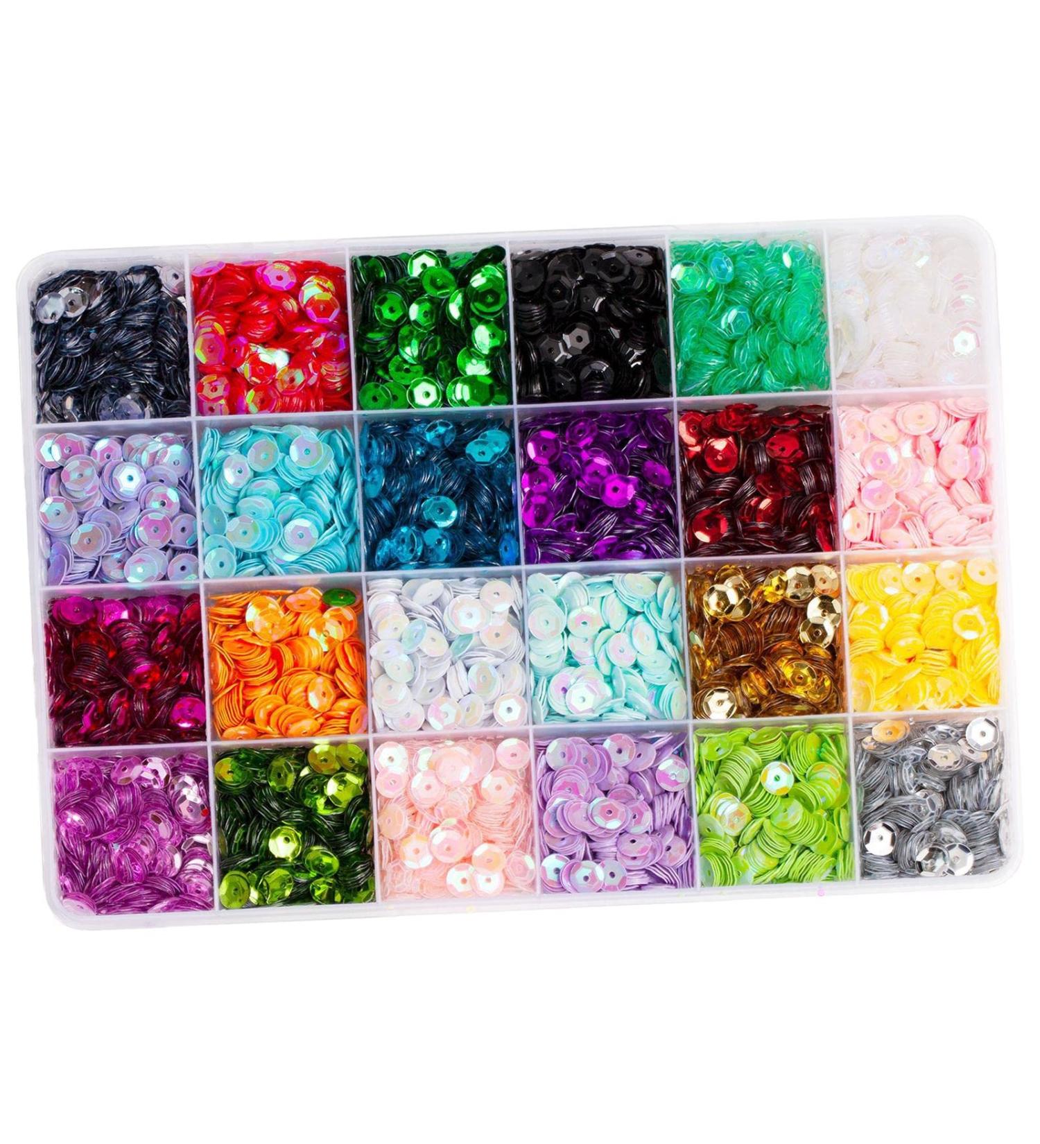 Harilla Nail Art Sequins Manicure Nail Glitter for Women Girls Sequins Beads 24 Grids Nail Decals for Nails Tools Jewelry Making - Buy Online on SooperMarket.com