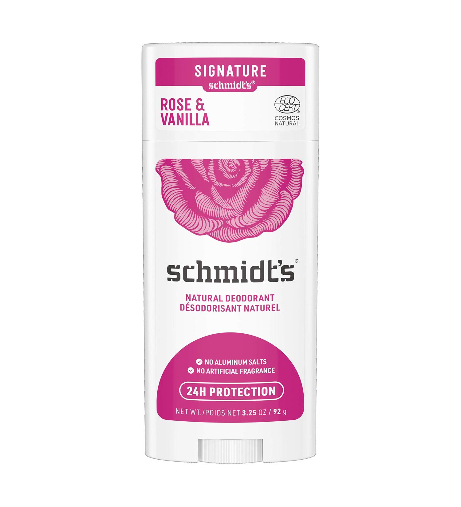 Schmidt's Rose & Vanilla Natural Deodorant | Aluminum-Free, Vegan, Cruelty-Free | 24-Hour Odor Protection | 3.25 oz - Buy Online on SooperMarket.com
