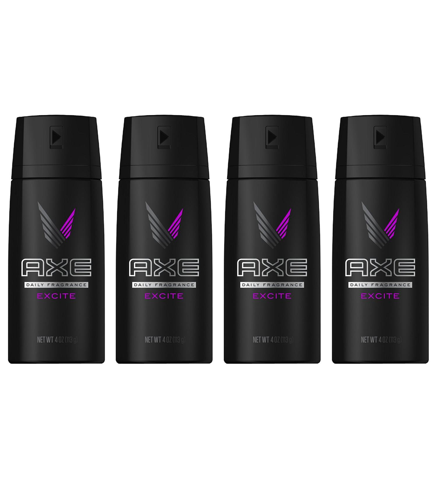 Axe Excite Body Spray - 4 oz (113 g) - Pack of 4 - Long-lasting Daily Fragrance - Buy Online on SooperMarket.com