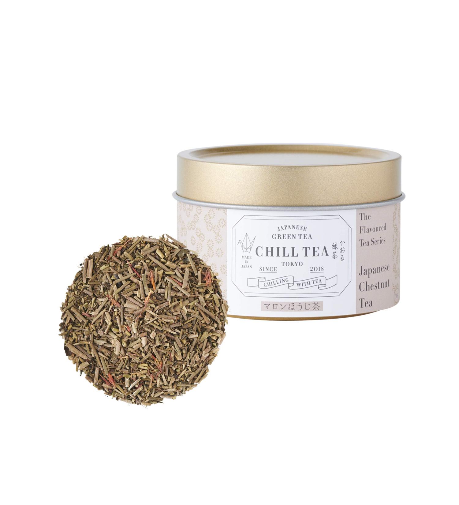 Japanese Chestnut Tea by CHILL TEA Tokyo (30g Loose Leaf)- Japanese Hojicha Loose Leaf Tea Low Caffeine Japanese Green Tea Flavoured Tea- Chestnut Flavour Made in Japan - Buy Online on SooperMarket.com