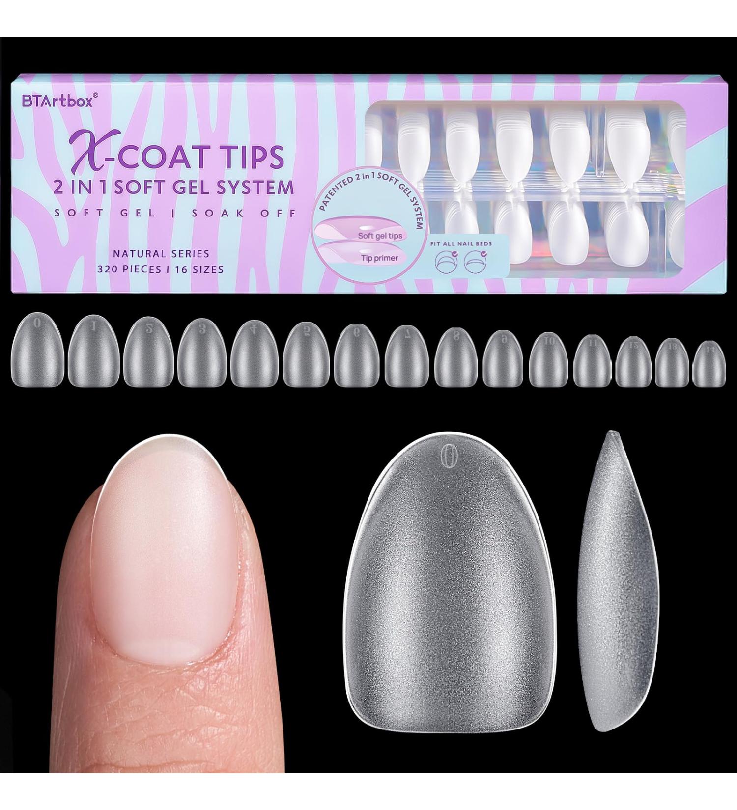 Extra Short Almond Nail Tips | BTArtbox XCOATTIPS Gel Press On Nails | Natural Matte Oval Fake Nails for Acrylic Extensions - Buy Online on SooperMarket.com