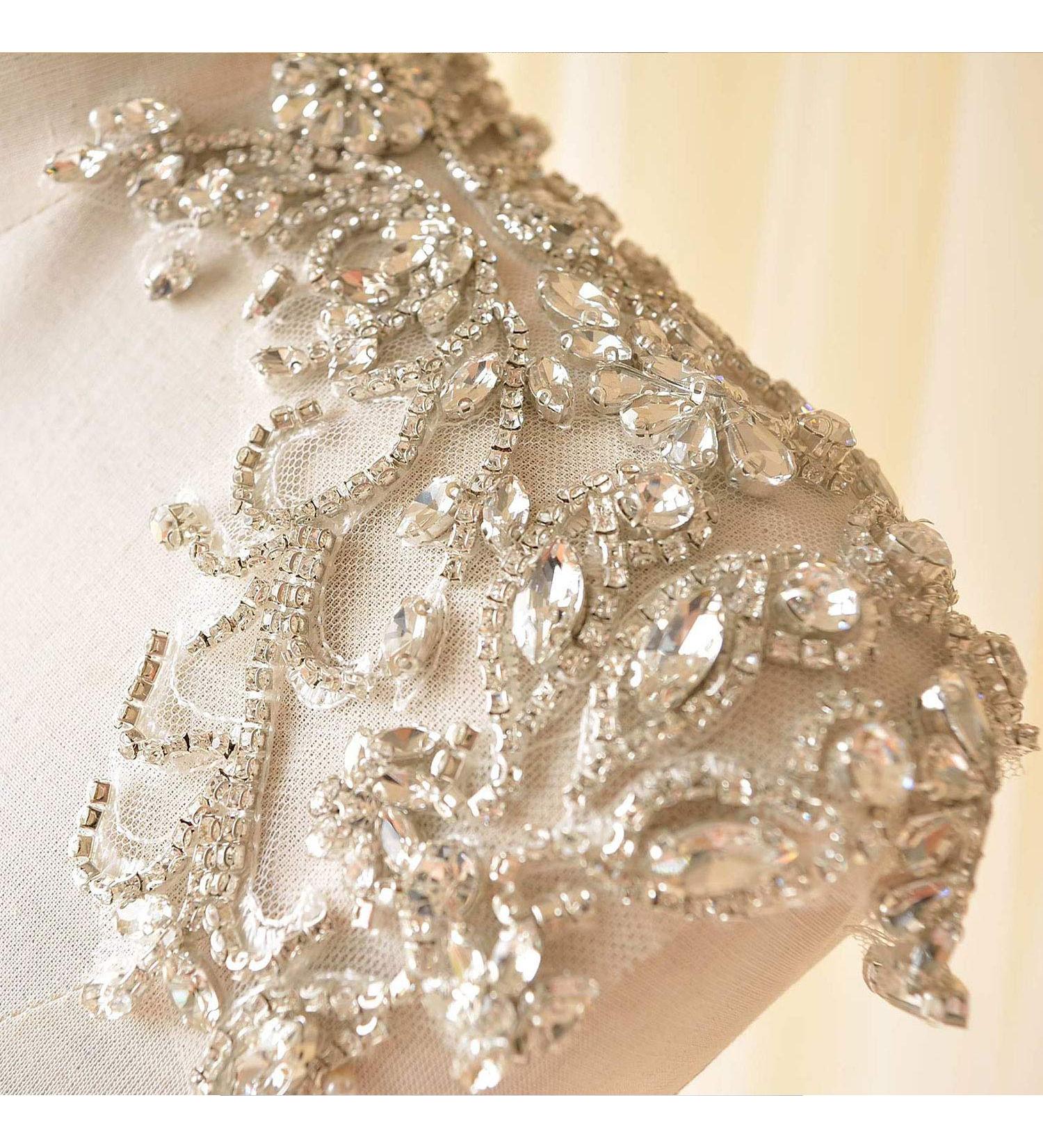 Rhinestone Shoulder Applique Pair - Bridal Dress Embellishment - Buy Online on SooperMarket.com