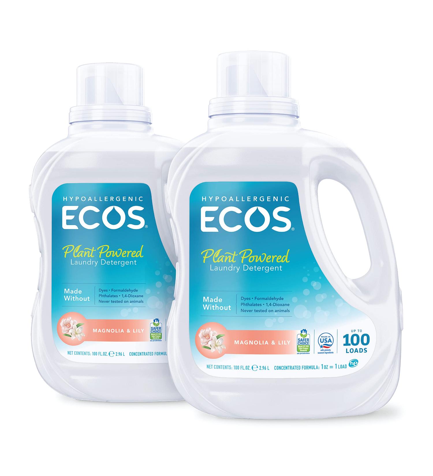 Earth Friendly Products ECOS Hypoallergenic Laundry Detergent Magnolia Lily 200 Loads 100oz - Pack of 2 - Buy Online on SooperMarket.com