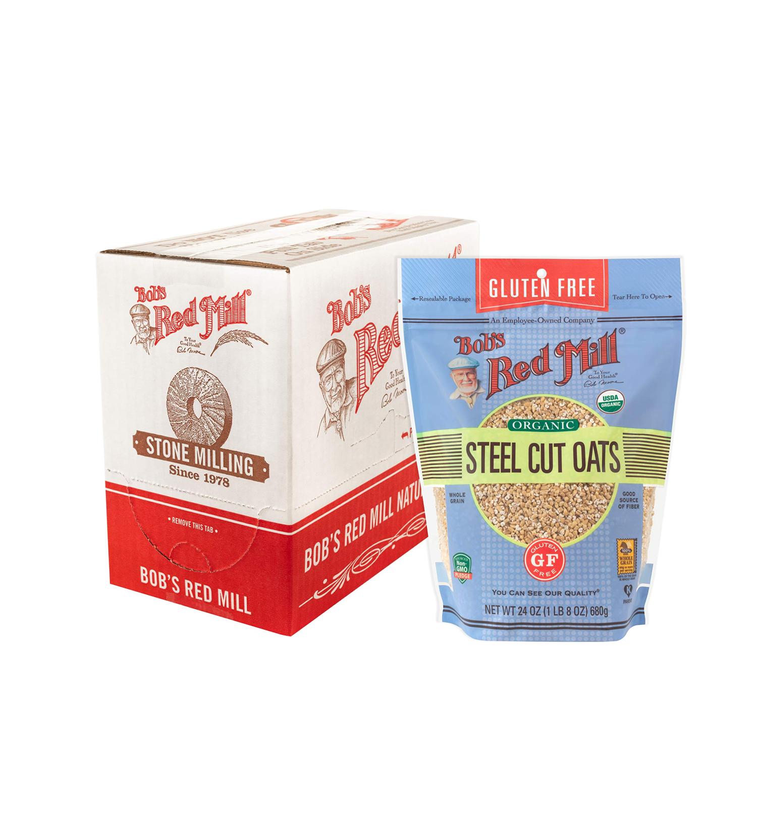Bob's Red Mill Gluten Free Organic Steel Cut Oats 24 oz (Pack of 4) - Certified Organic Oats - Buy Online on SooperMarket.com