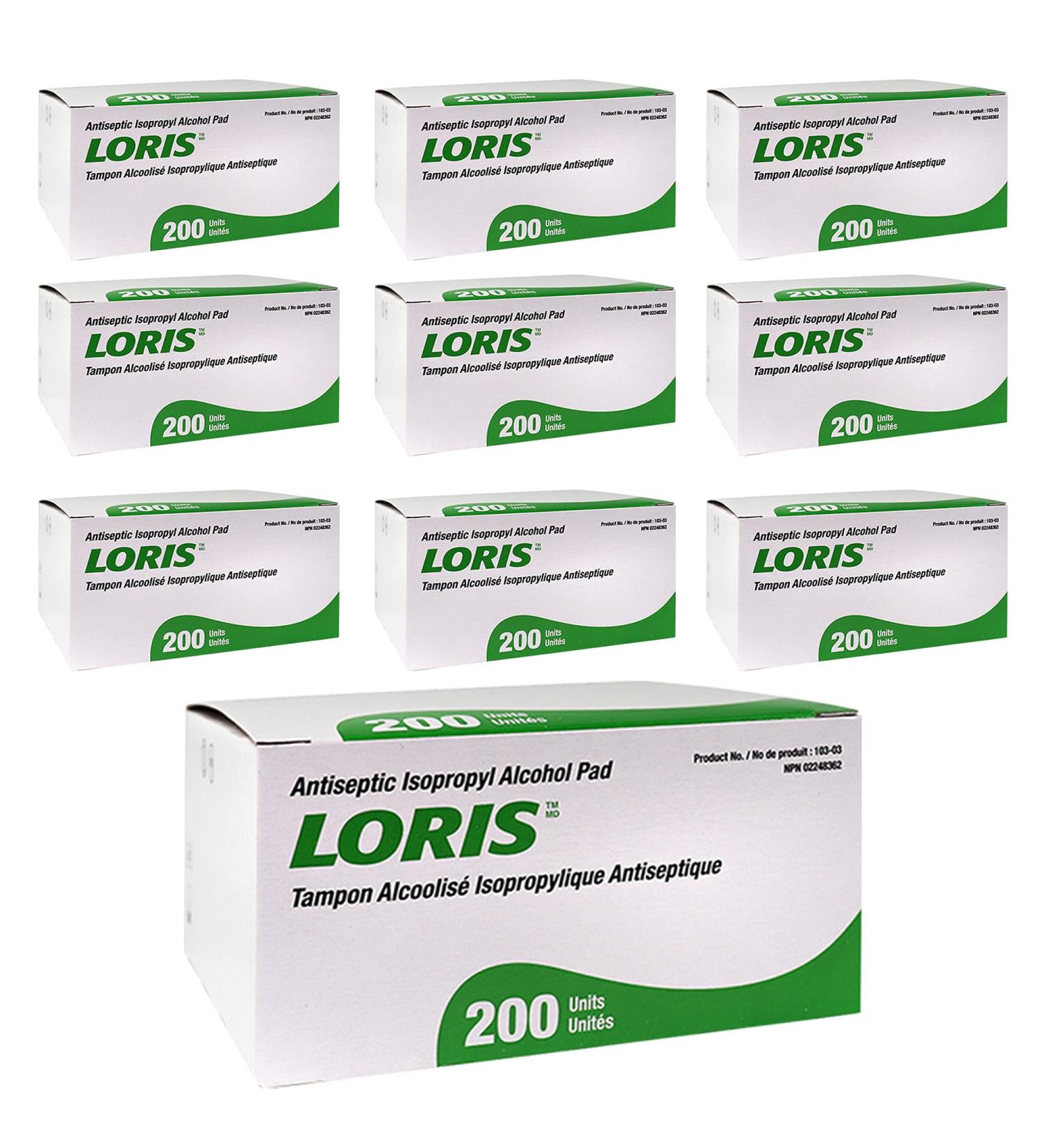 Loris Antiseptic 70% Isopropyl Alcohol (10 Pack | 2000 Pads) - Buy Online on SooperMarket.com