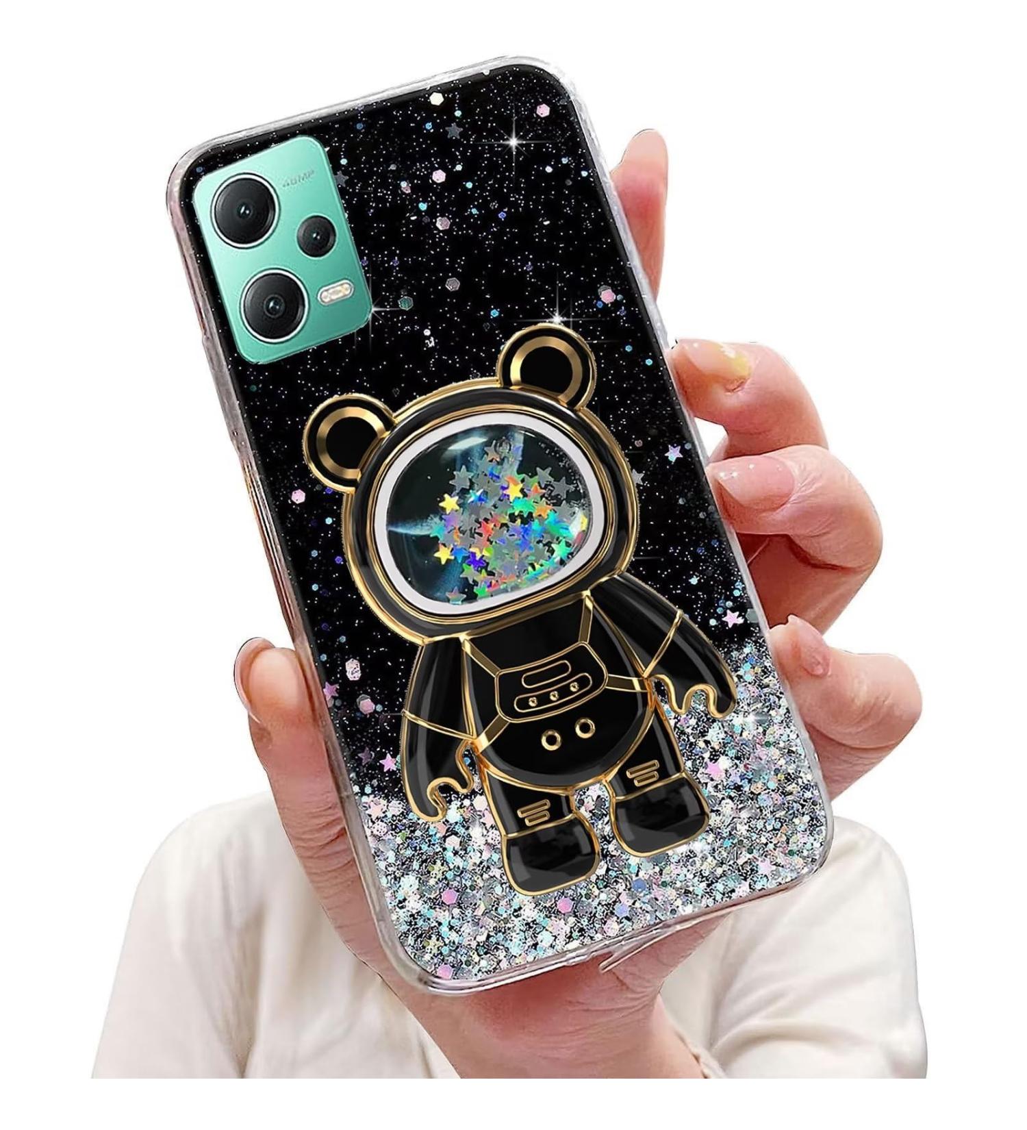 Buy Tivenfezk Nadoli Astronaut Glitter Case for Xiaomi Redmi Note 12 5G - Soft Silicone Transparent Protective Cover with Hidden Stand - Buy Online on SooperMarket.com