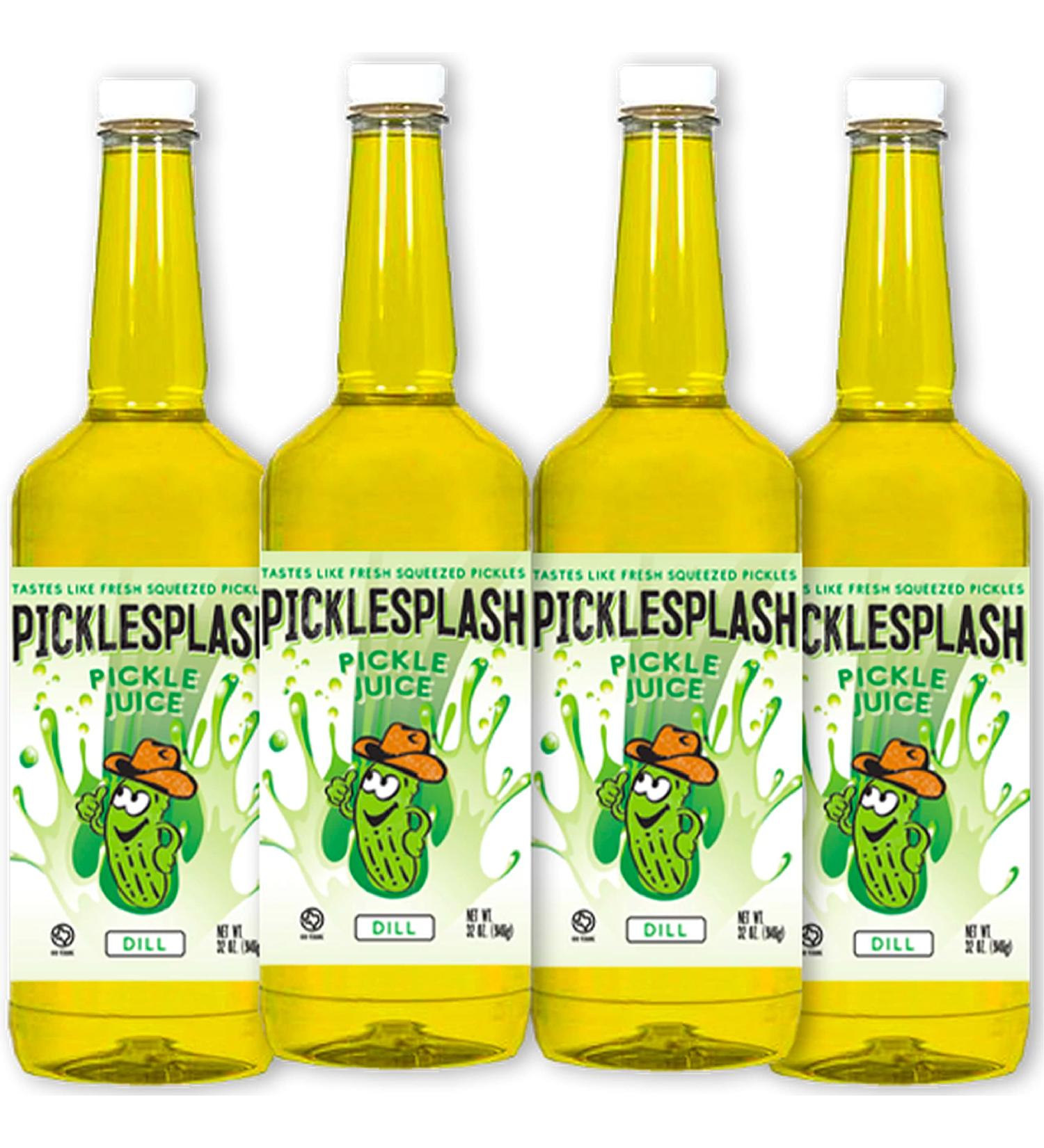 PickleSplash - Dill Pickle Beverage - Sports Hydration Drink for Leg and Muscle Cramps  Pickle Brine  Cooking  Marinade  Cocktail Mixer - 32 oz. Per Bottle (4 Pack) 32 Fl Oz (Pack of 4) - Buy Online on SooperMarket.com