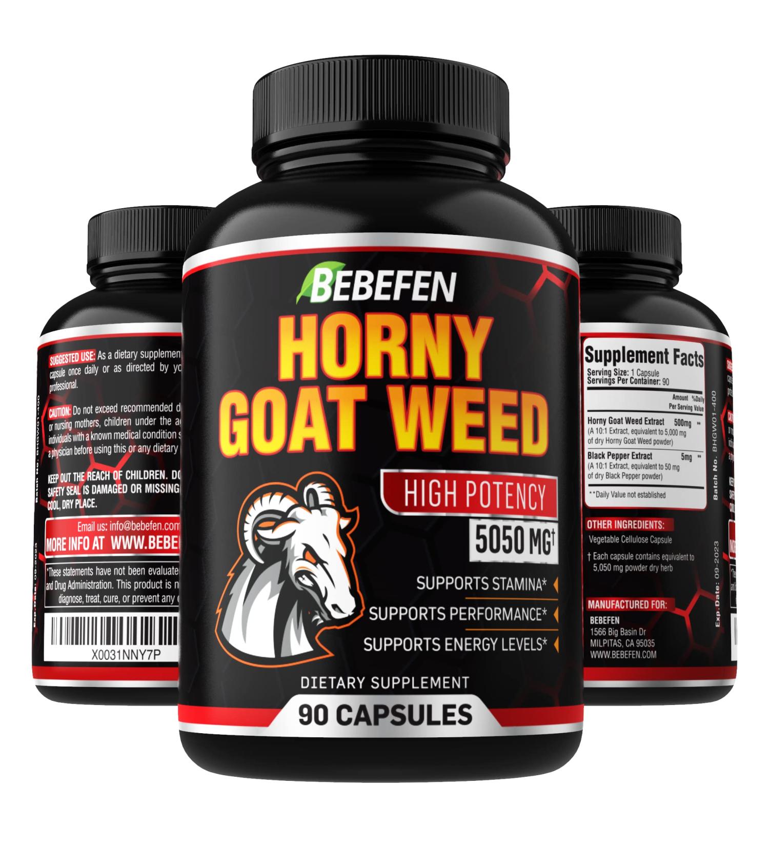 Horny Goat Weed Capsules 5050mg with Black Pepper Extract - 90 Capsules for Energy & Performance - 3 Month Supply - Buy Online on SooperMarket.com