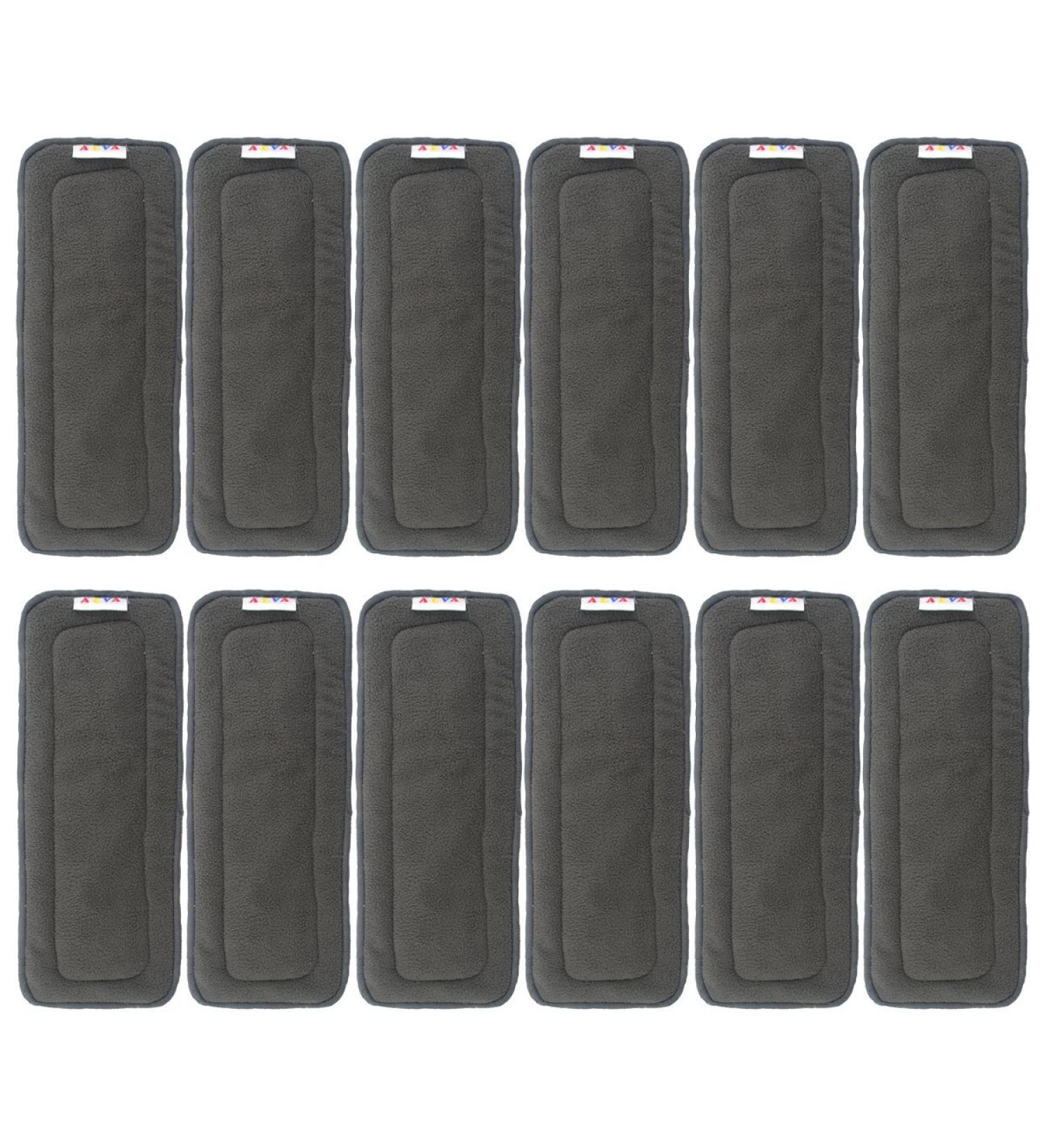 AlVABABY Charcoal Bamboo Inserts Cloth Diaper Liner,5-Layer Inserts,Reusable Liners for Baby Cloth Diapers 12pcs 12ZTN 12pcs Charcoal Camboo Inserts