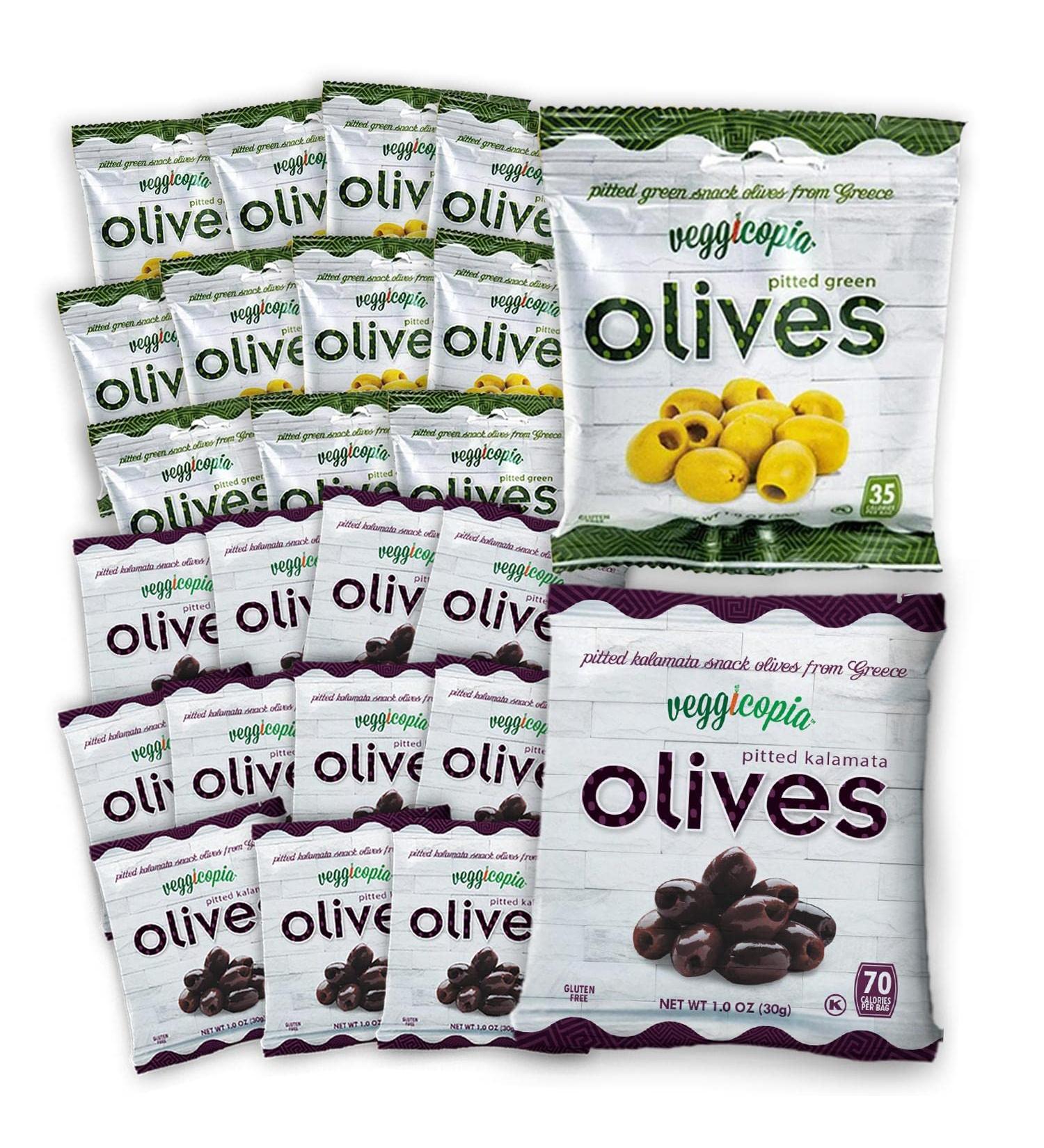 Veggicopia Greek Olives Variety Pack - Whole30 Approved | Keto & Paleo Friendly Snack Olives | Green & Kalamata Olives | 1oz Bags 24-Pack - Buy Online on SooperMarket.com
