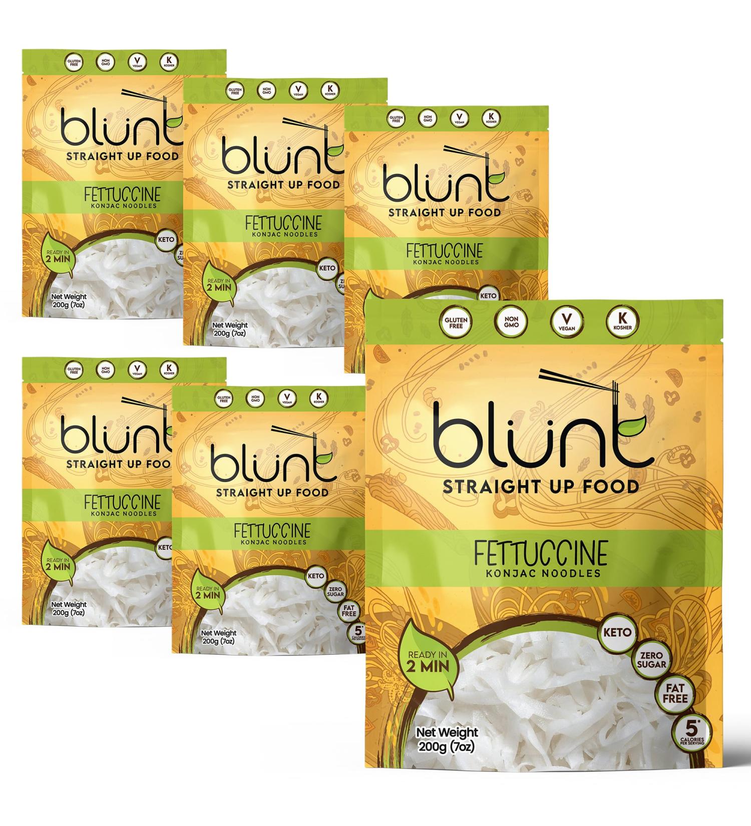 Blunt Konjac Noodles Fettuccine 6 x 270g - Easy-to-Make Instant Noodles Multipack - Gluten-Free & Rich in Fibre Shirataki Noodles UK - Ready in 2 Minutes