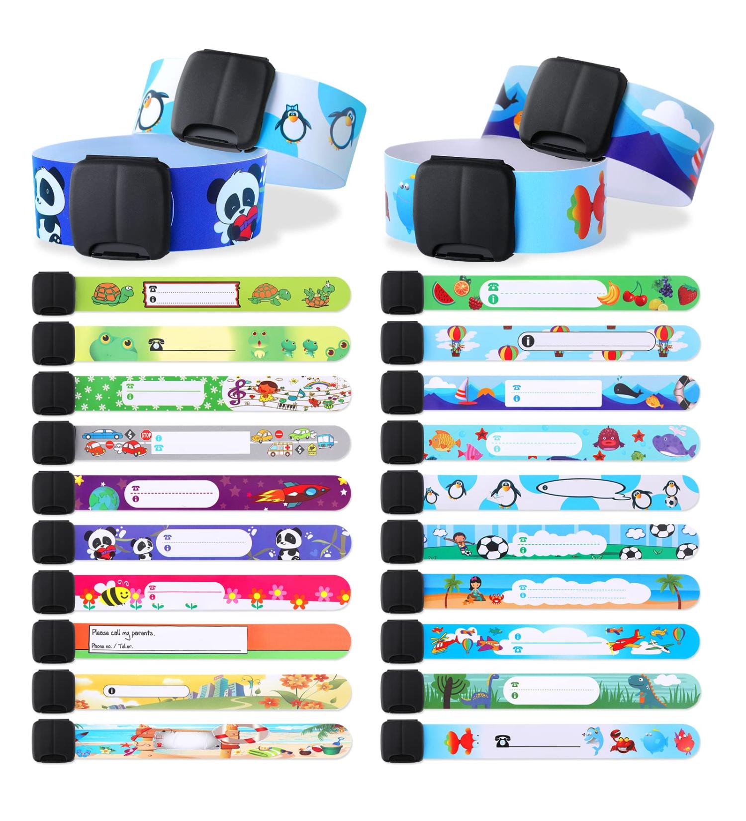 20 PCS Child Safety Wristband Bracelets - Reusable and Waterproof ID Bands for Boys and Girls | Adjustable Anti Lost Bracelets for Outdoor Activities - Buy Online on SooperMarket.com
