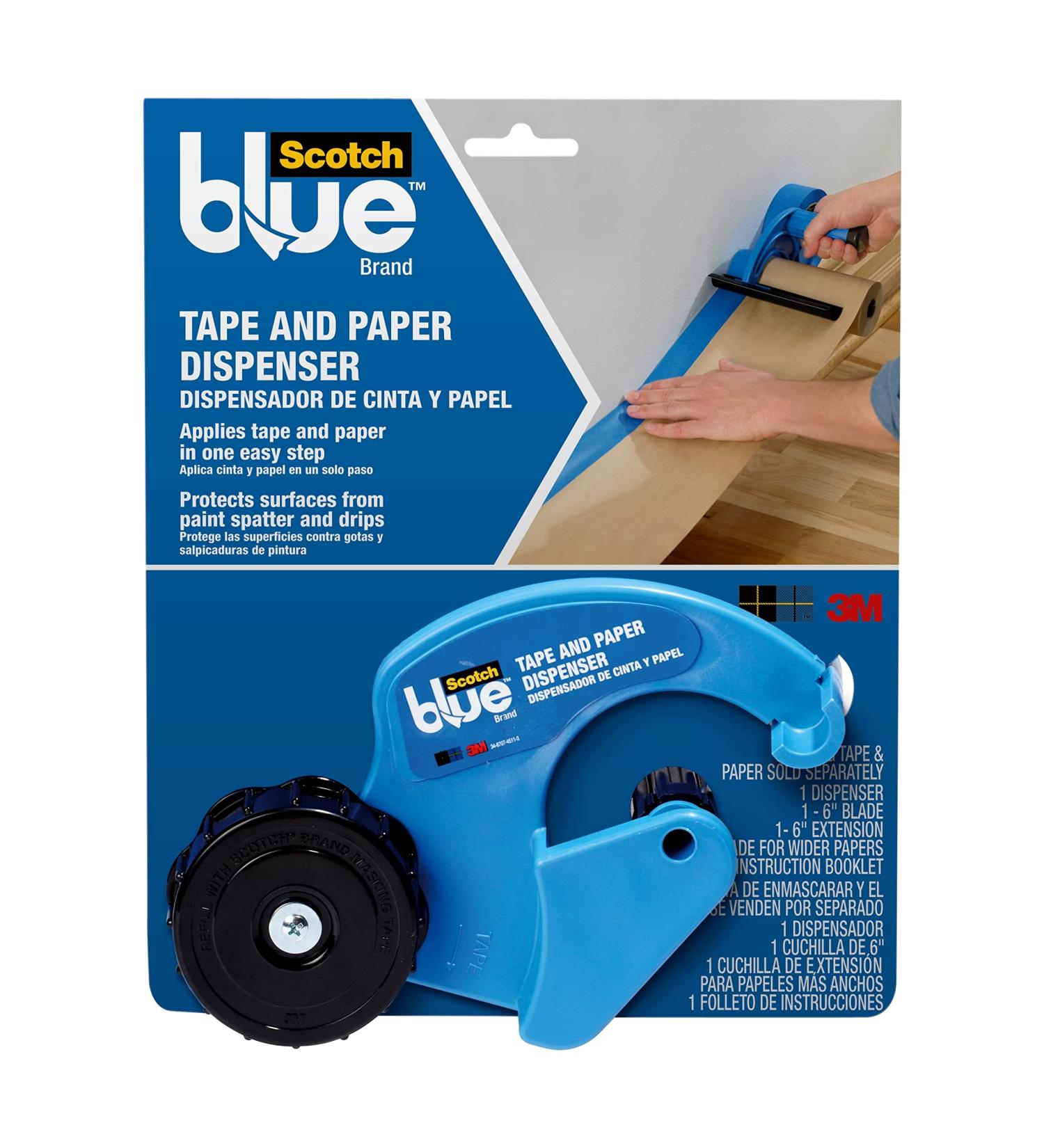 ScotchBlue Painter's Tape and Paper Dispenser  Applies Masking Paper with Painter s Tape to Protect and Cover Surfaces  Tape Dispenser Includes Plastic Blade  Fits 12 Inch Masking Paper - Buy Online on SooperMarket.com