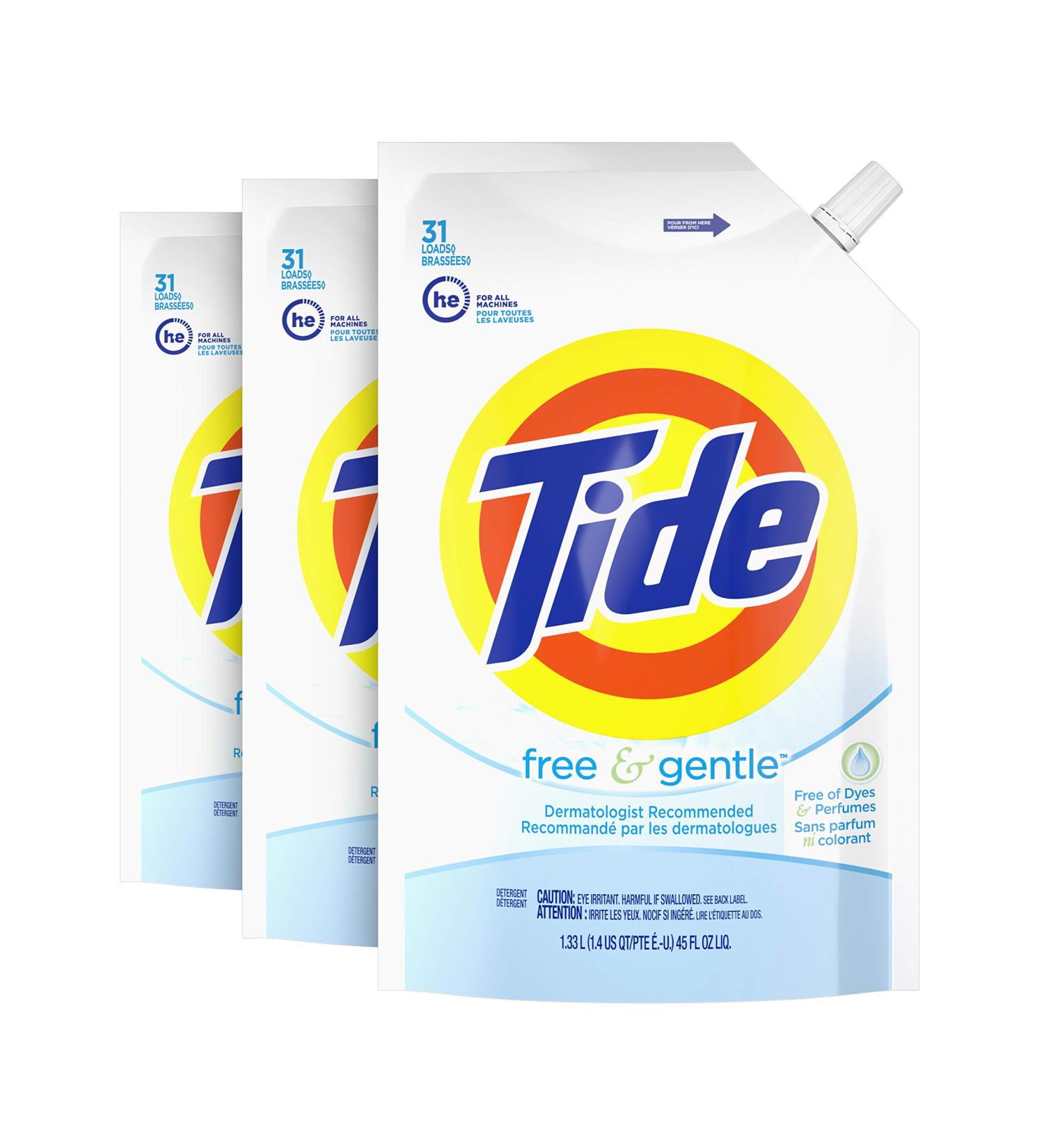 Tide Free & Gentle Liquid Laundry Detergent - 93 Loads, 45 fl oz (Pack of 3) - Buy Online on SooperMarket.com