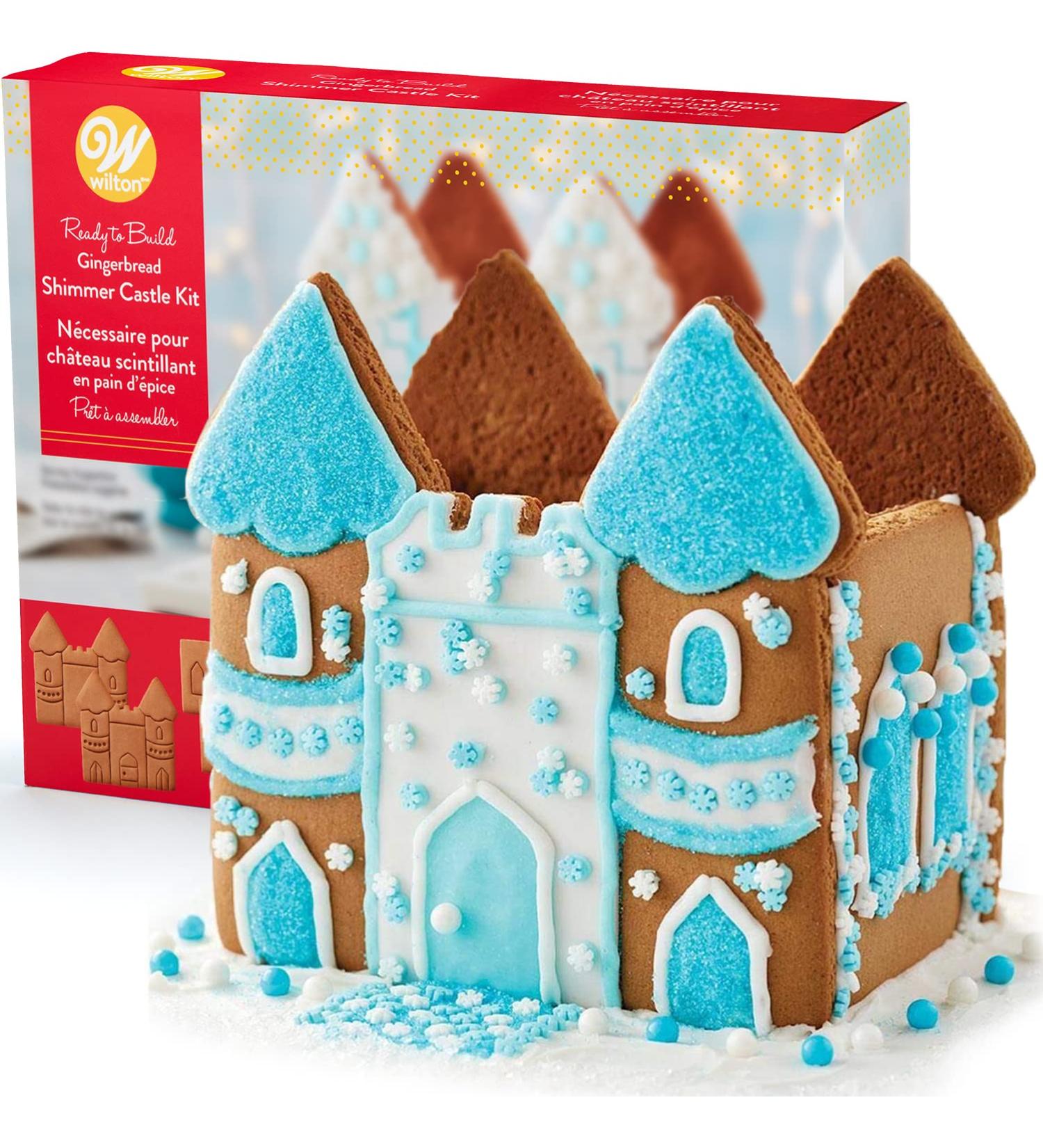 Winter Castle Gingerbread House Kit with Candy, Icing, and Fondant - DIY Gingerbread House Decorating Kit with Holiday Stickers Included - Buy Online on SooperMarket.com