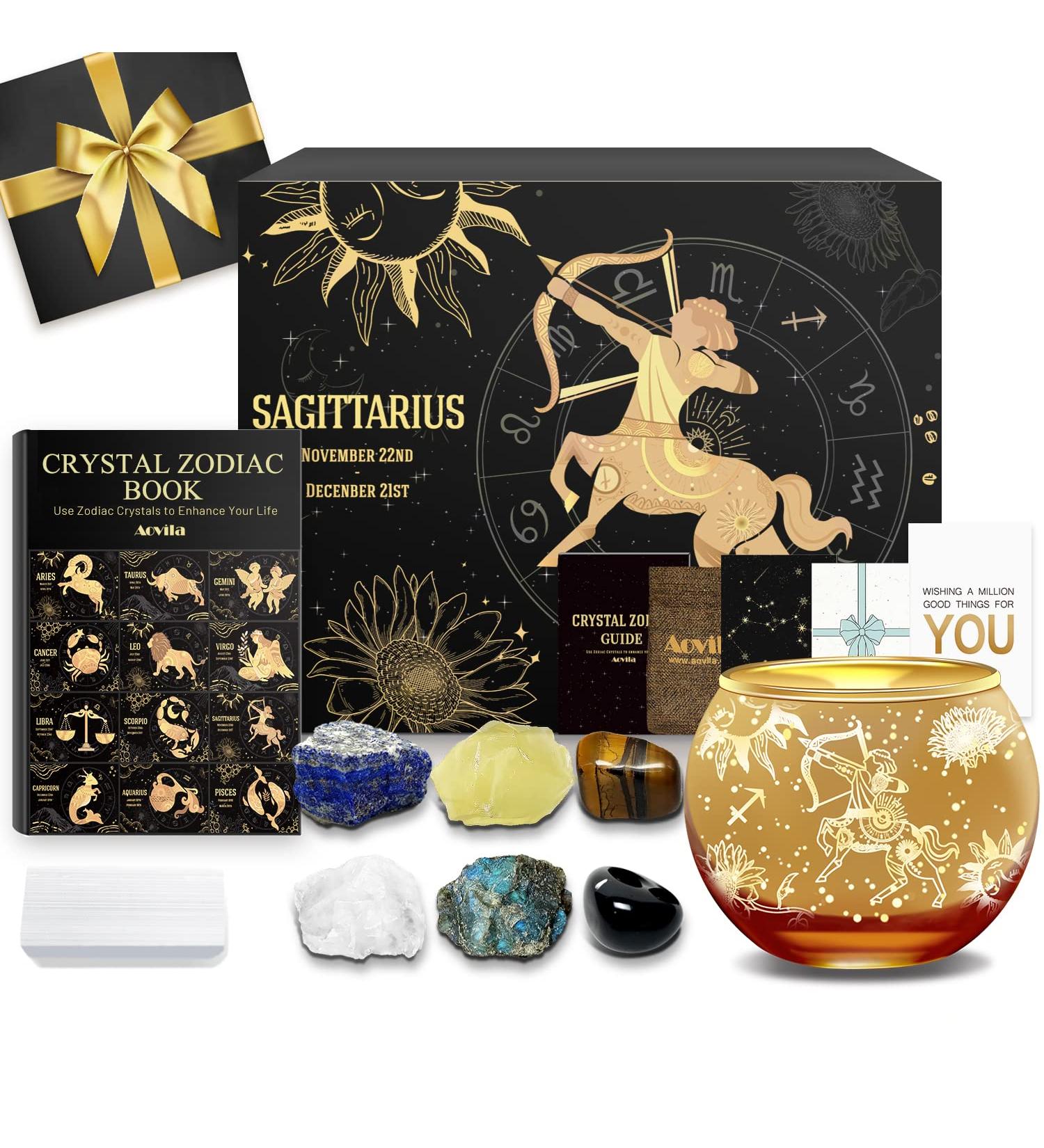 Shop Aovila Sagittarius Gifts - Tealight Holder & Crystal Gift Box Set for Women | Perfect Astrology Birthday Gifts for Moms & Friends - Buy Online on SooperMarket.com