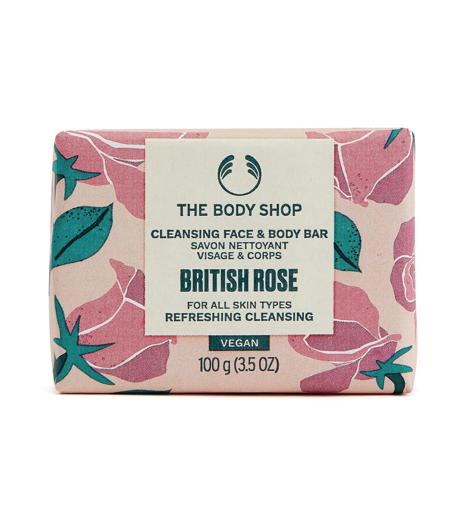 Bod.y Shop British Rose Cleansing Bar - Vegan Face & Body Cleanser for All Skin Types - 3.5oz - Refreshing & Hydrating - Buy Online on SooperMarket.com
