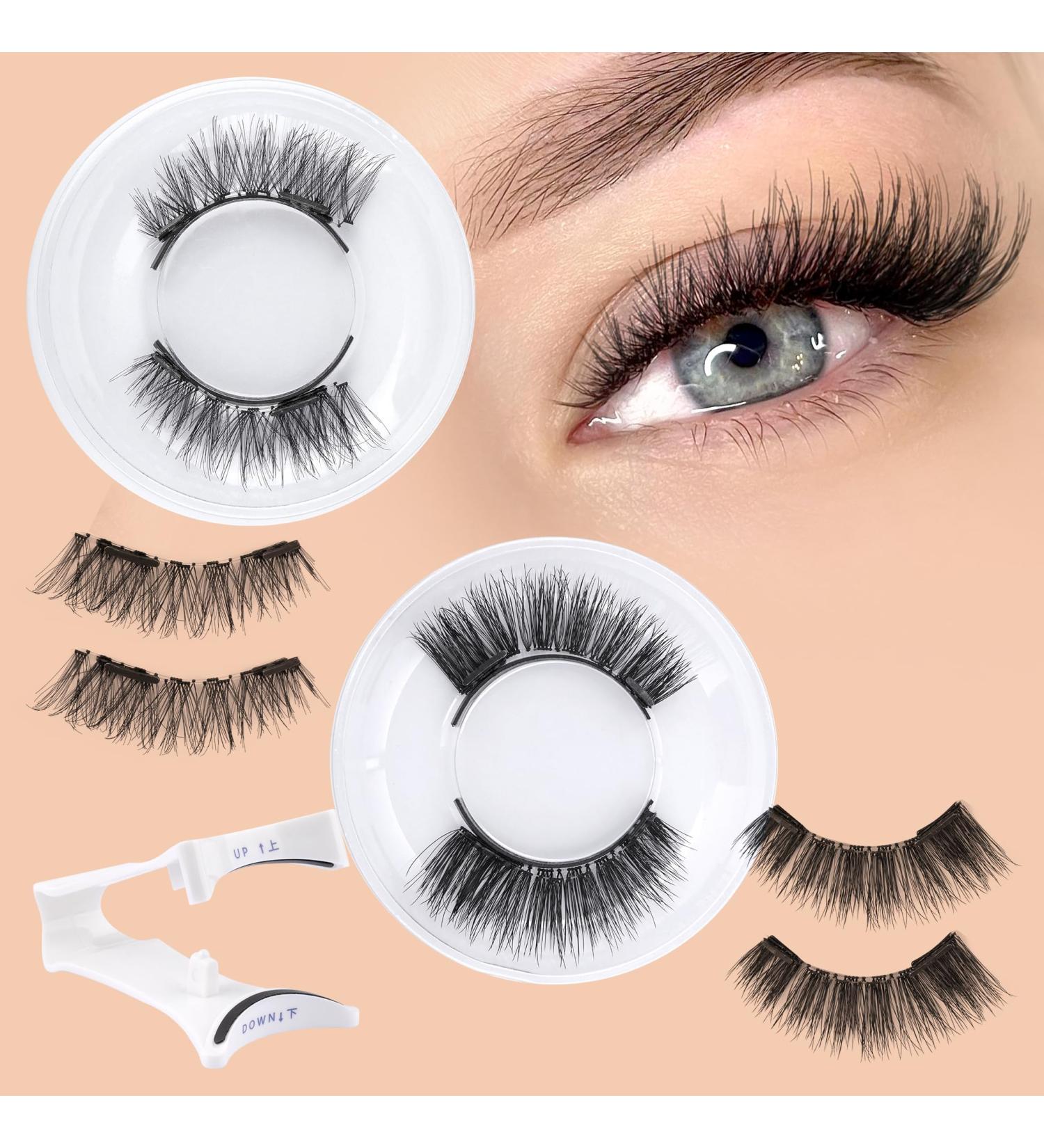 Buy WIWOSEO Reusable Magnetic Eyelashes - Dual Magnetic Lashes for a Natural Look | Glue-Free with Applicator | 2 Pairs B-15MM for Effortless Beauty - Buy Online on SooperMarket.com