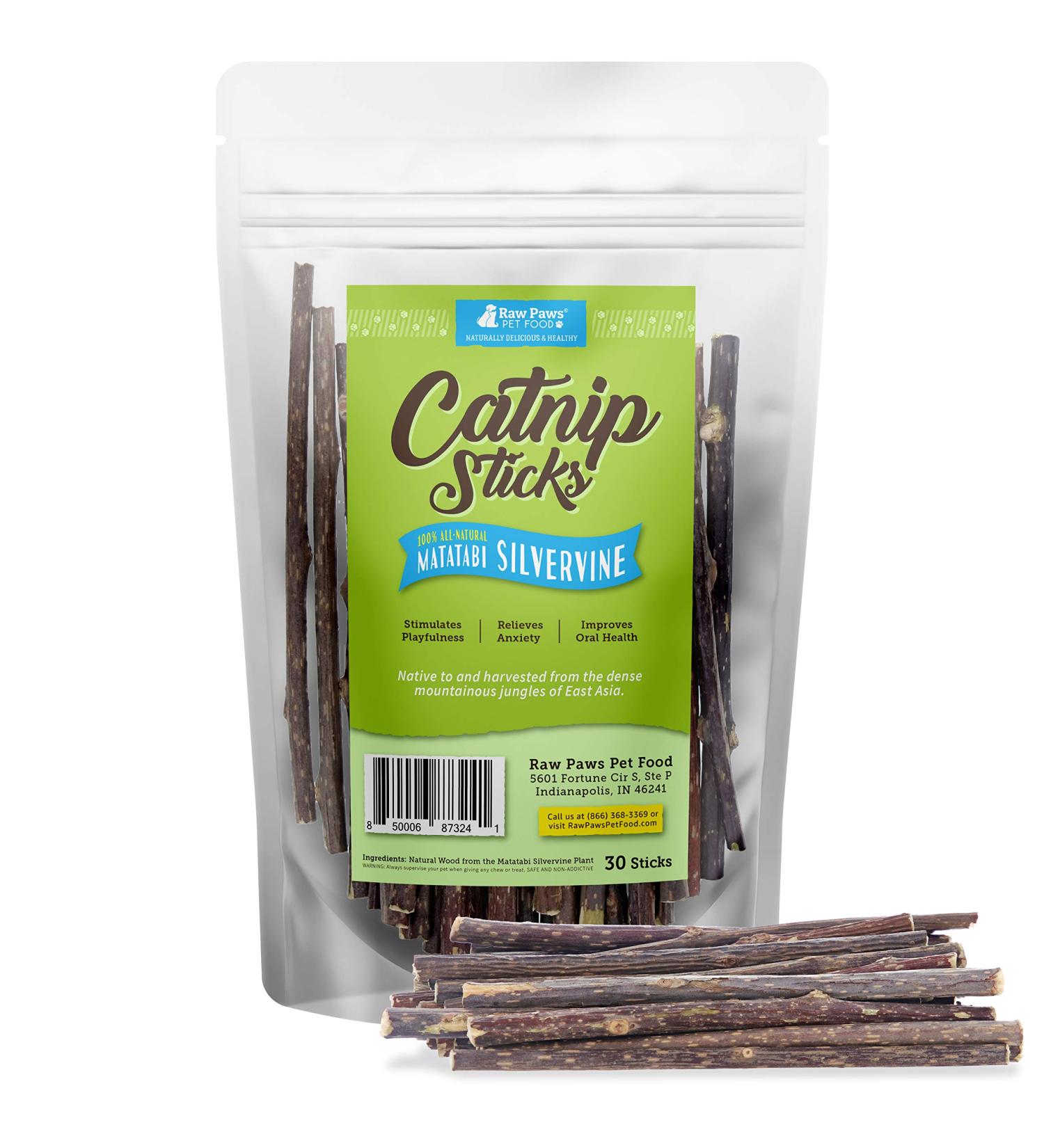 Raw Paws Silvervine Catnip Sticks 30-ct - Natural Matatabi Chew Toys for Indoor Cats - Silver Vine Kicker Toy - 30-pack - Buy Online on SooperMarket.com