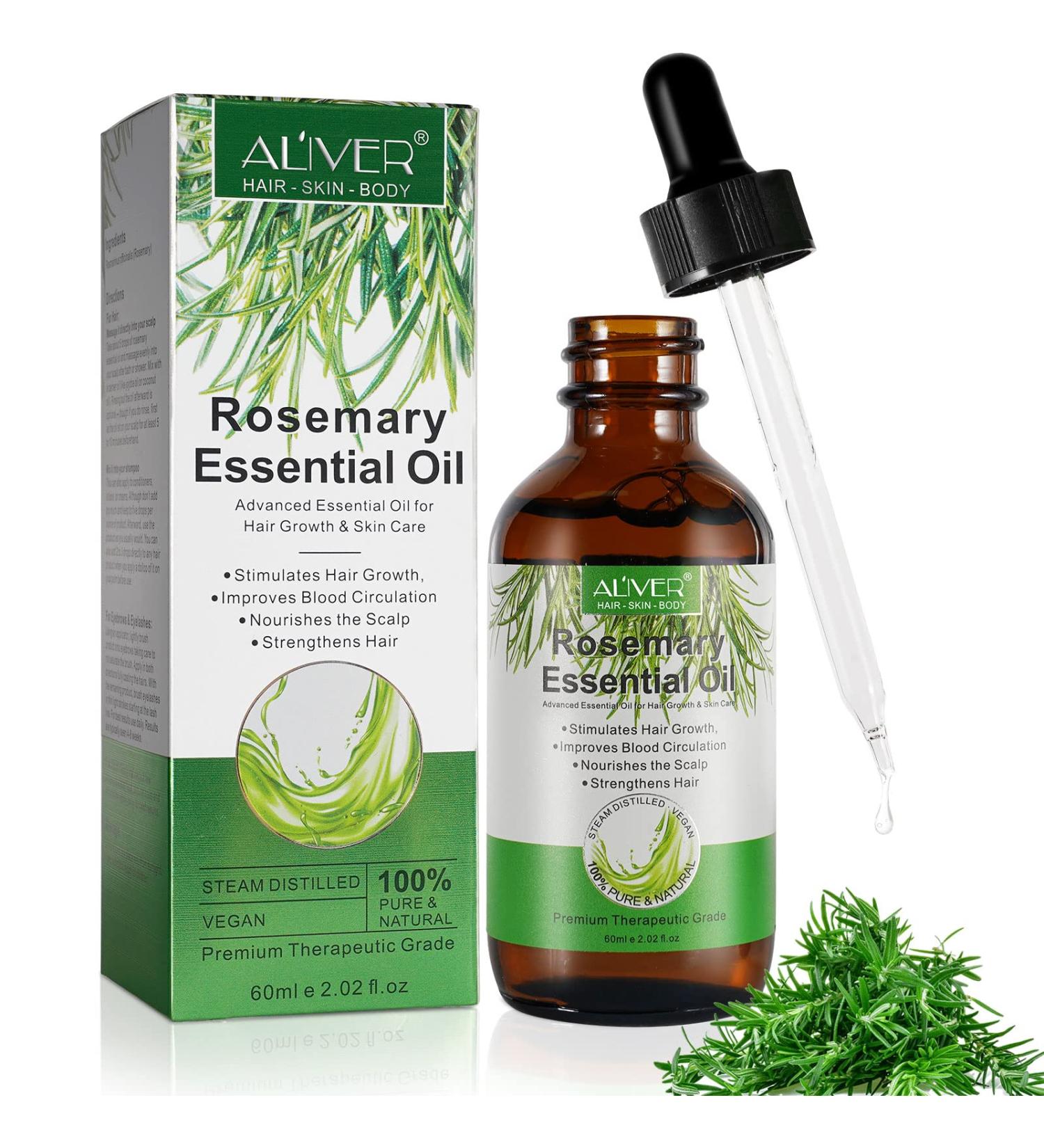 Organic Rosemary Hair Growth Oil 2.02 fl oz - 100% Pure Natural, Nourishes Scalp, Stimulates Growth, Improves Circulation - Pack of 1 - Buy Online on SooperMarket.com