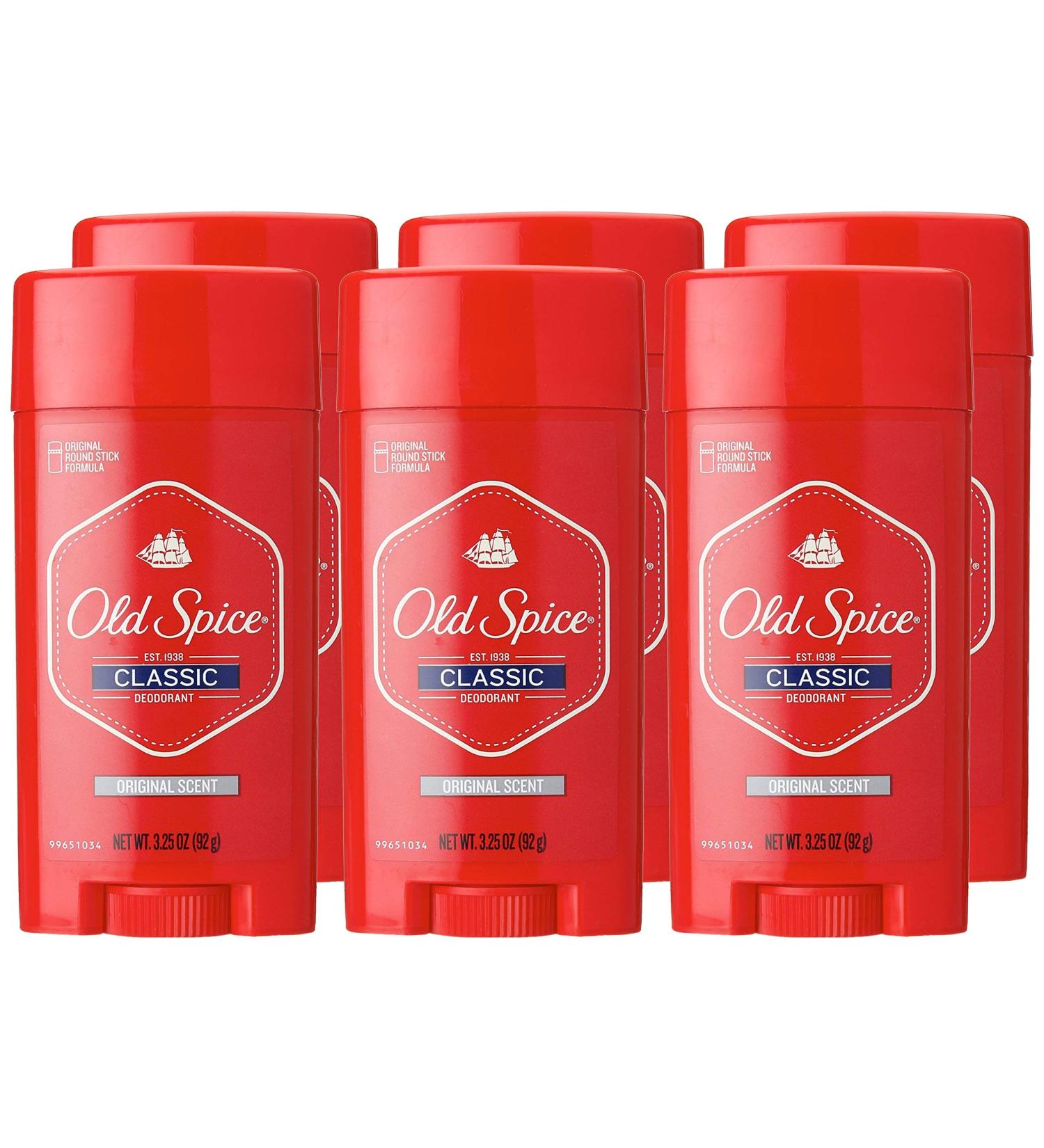 Old Spice Classic Deodorant Stick Original 3.25 Oz (Pack of 6)