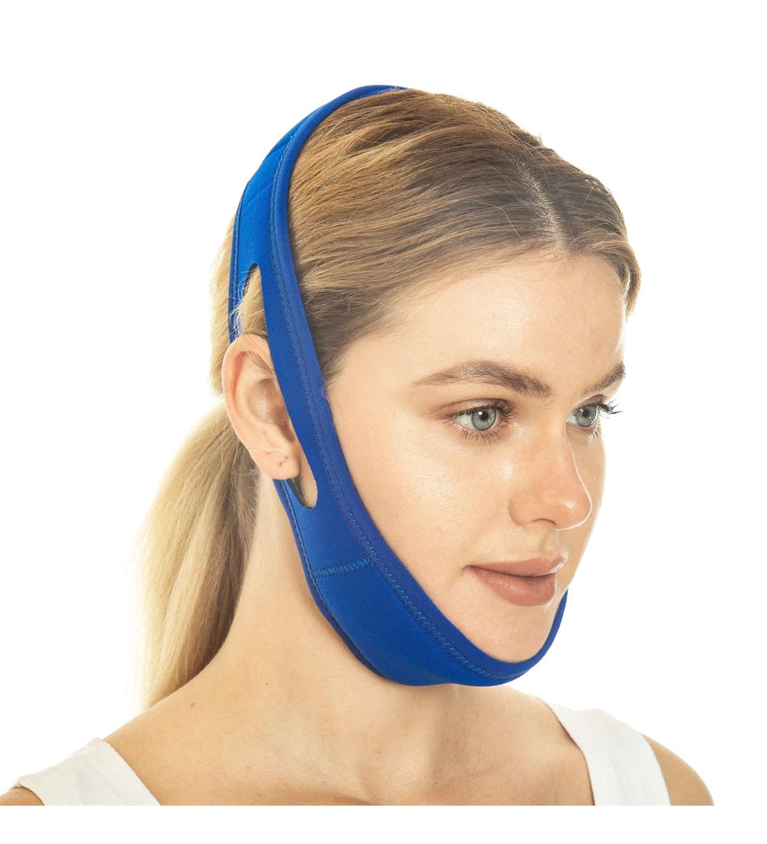 Double Chin Reducer Face Lifting Band | Anti Snoring Chin Strap - Blue - Buy Online on SooperMarket.com