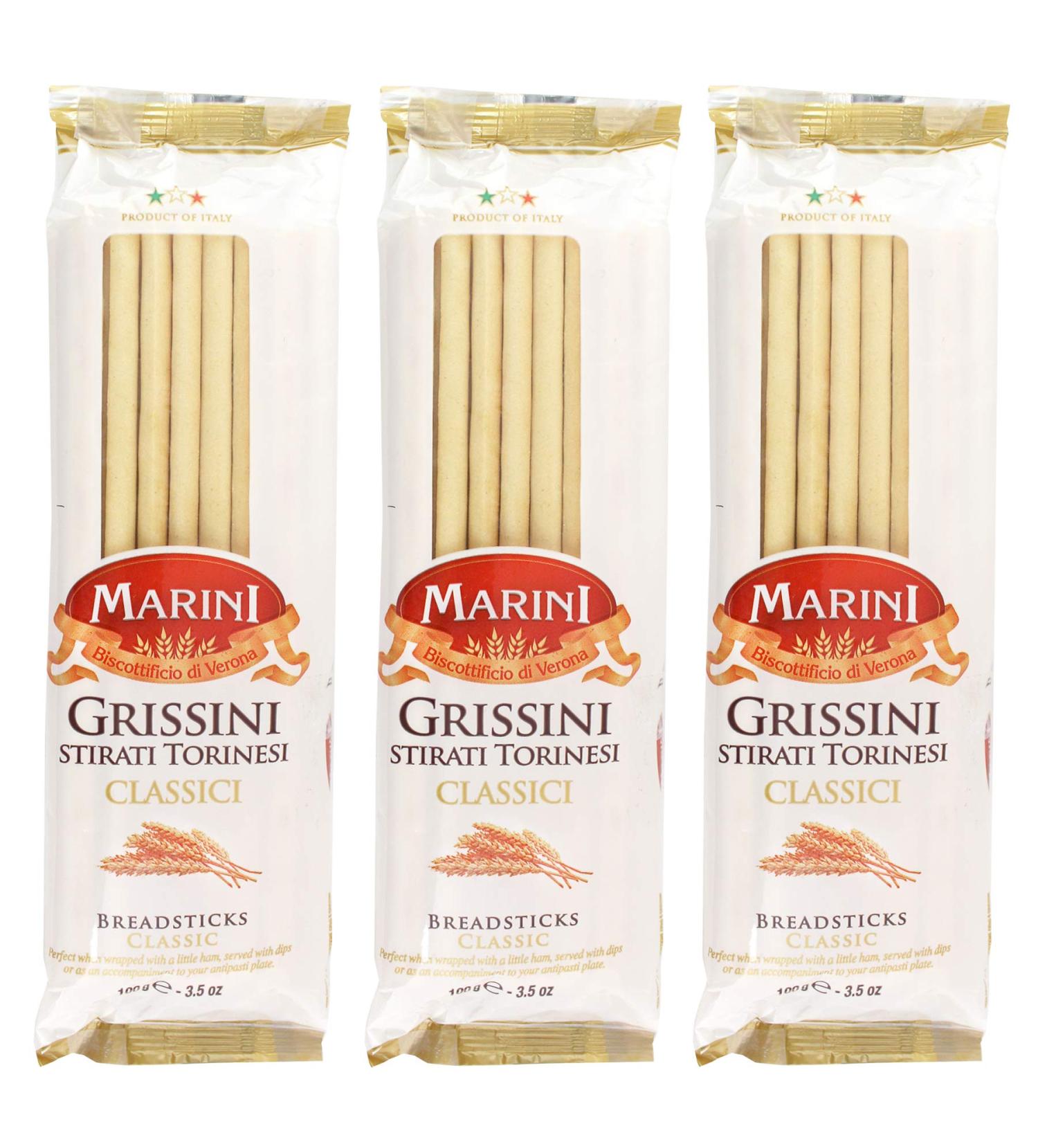 Marini Classic Italian Breadsticks - Grissini Stirati Torinesi - 3 Pack from Italy - Buy Online on SooperMarket.com