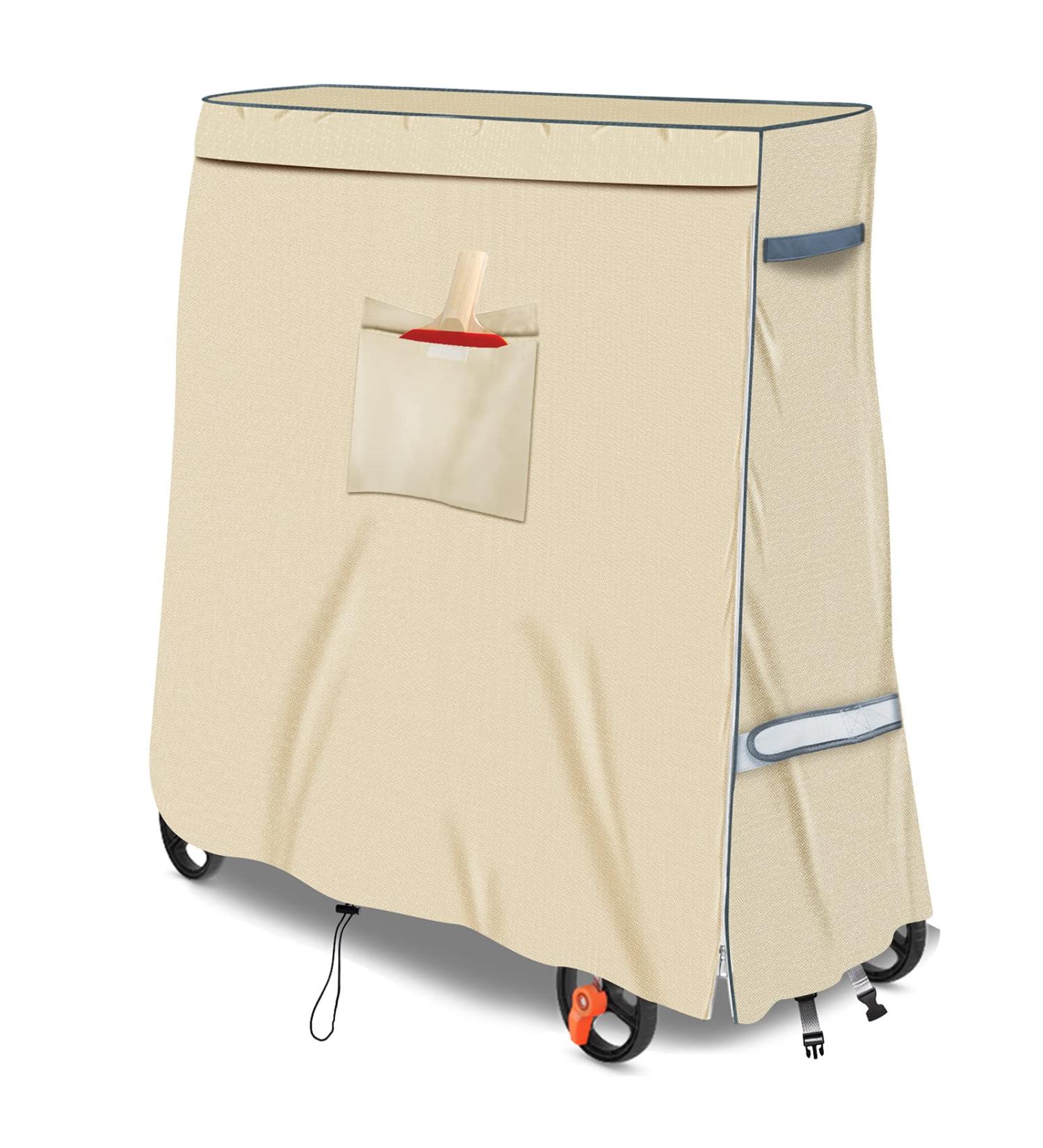 SOKINGCOVER Waterproof Table Tennis Table Cover with Pocket and Zipper - 65x28x73 Inches (Khaki) - Buy Online on SooperMarket.com