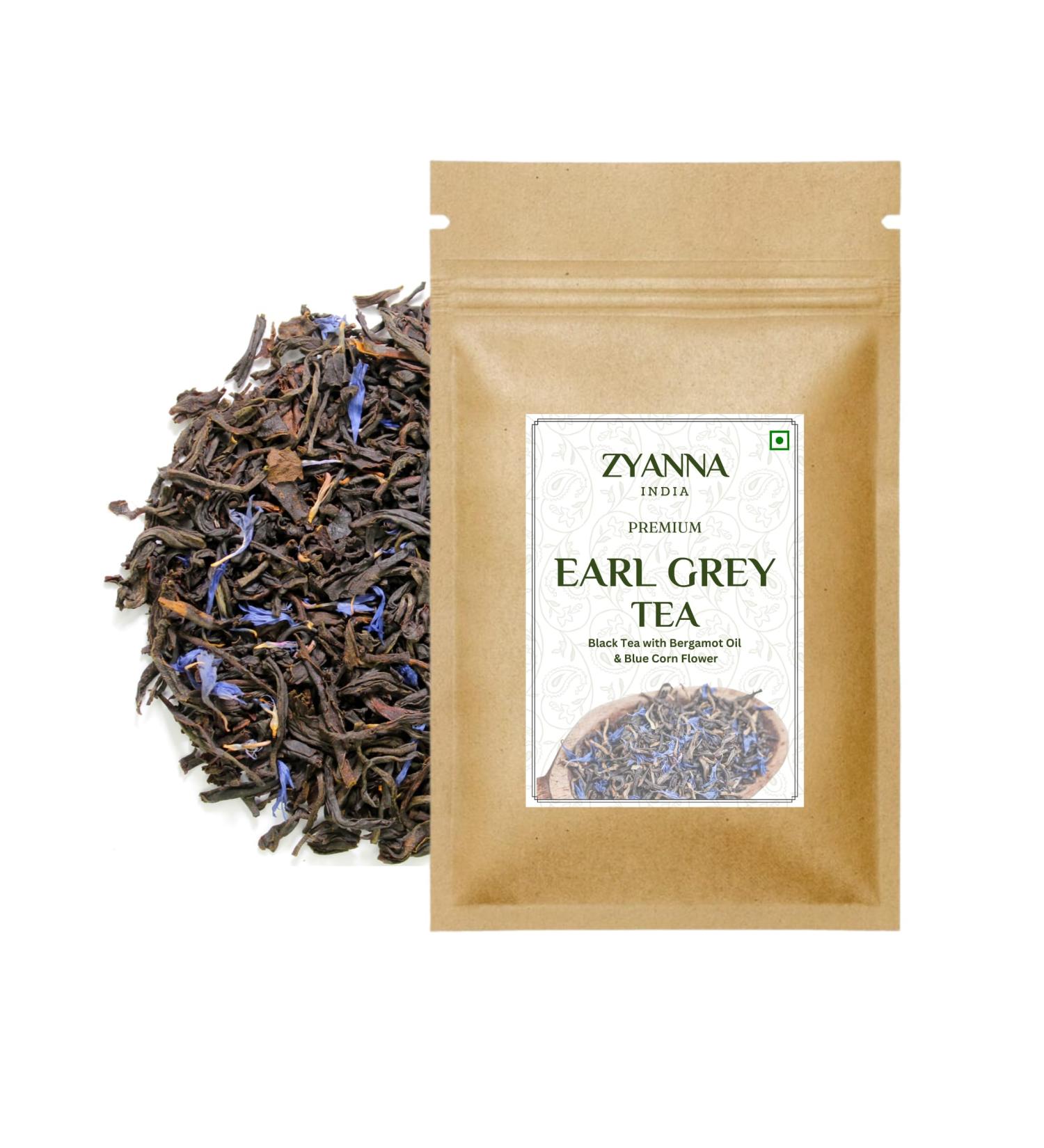 Zyanna Earl Grey Tea - Premium Black Tea with Bergamot Oil & Blue Corn Flower - 2.35oz (100g) - Classic English Breakfast Experience - Buy Online on SooperMarket.com