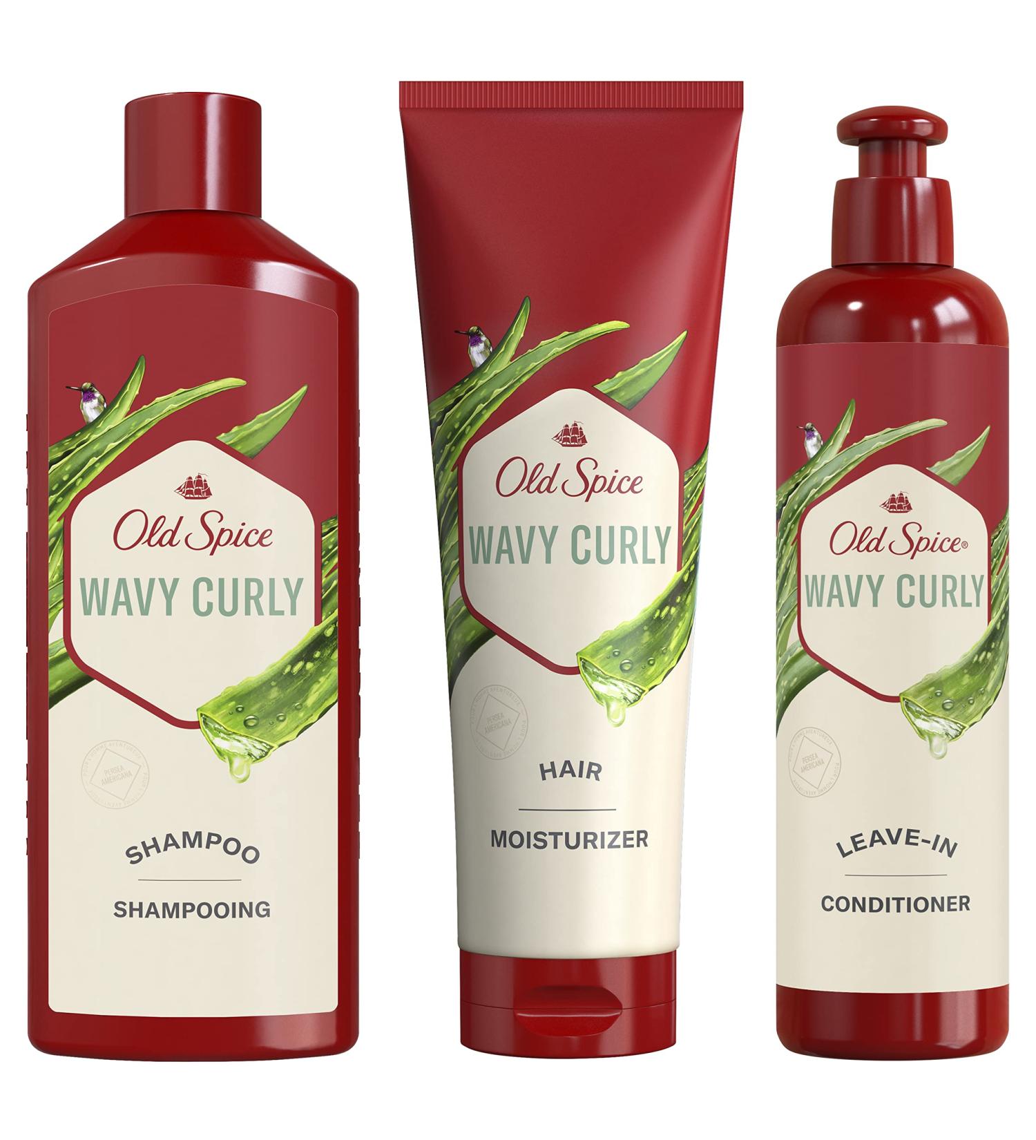Old Spice Men's Wavy Curly Hair Care Set - Shampoo, Conditioner & Leave-in Conditioner Bundle - Buy Online on SooperMarket.com