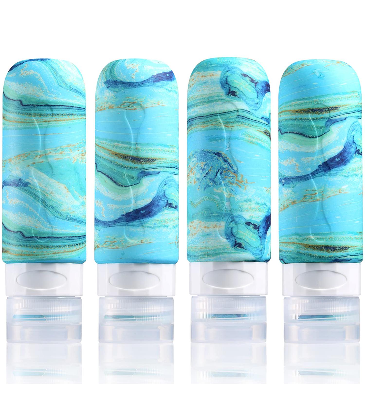 Gemice Travel Bottles Set - TSA Approved Leak-Proof 85ml BPA-Free Containers for Shampoo & Lotion - Travel Accessories (4 pcs) - Turquoise - Buy Online on SooperMarket.com