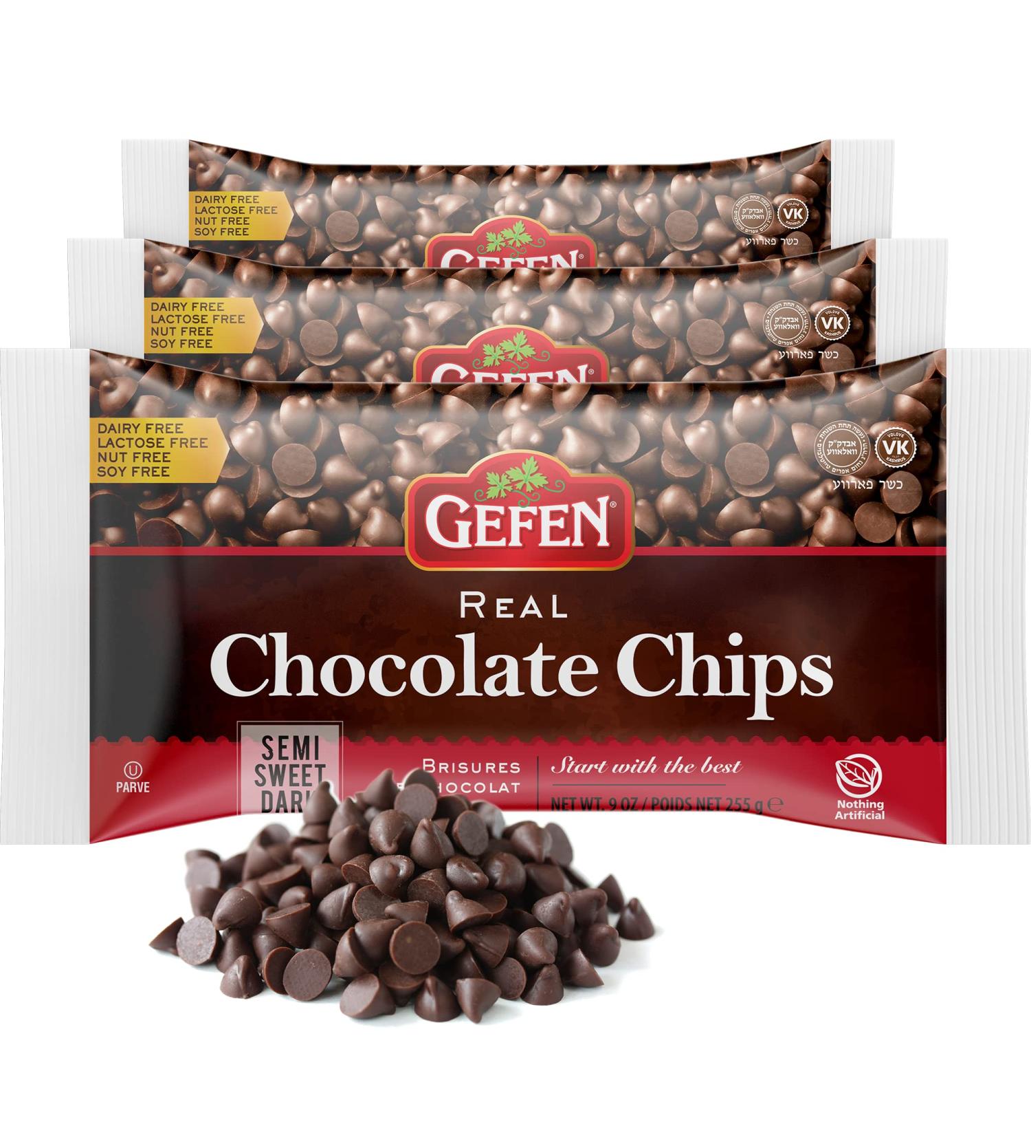Gefen Vegan Dark Chocolate Chips 9oz (3 Pack) Dairy-Free, Nut-Free, Lactose-Free - Kosher - Ideal for Baking - Buy Online on SooperMarket.com