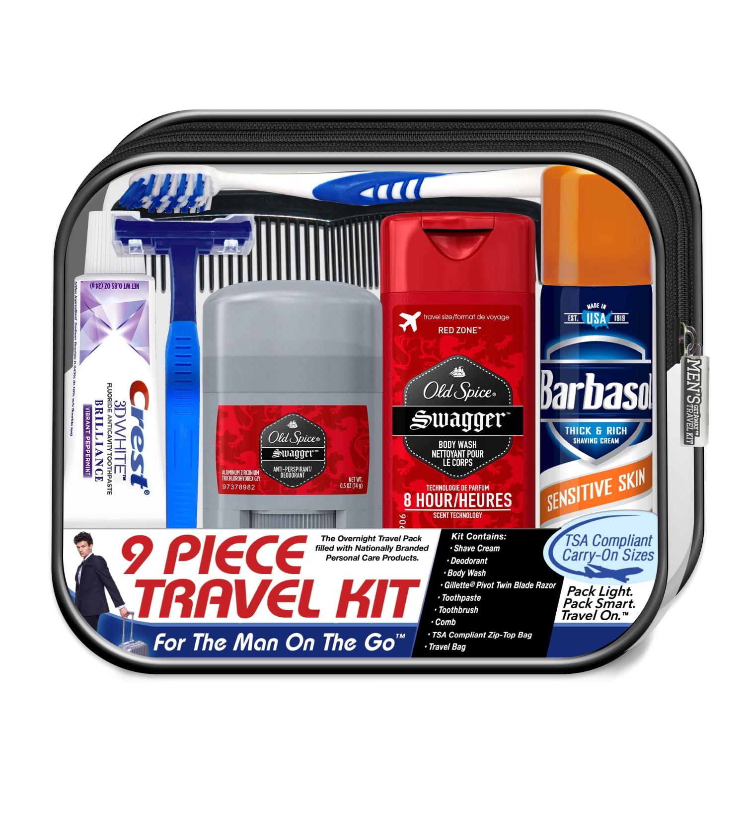 Men's Deluxe Travel Kit with Old Spice Products - TSA Compliant Essentials in Reusable Bag - Buy Online on SooperMarket.com